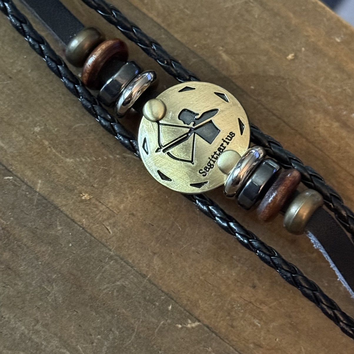 Other Unisex multi strand braided leather Sagittarius bracelet Size ONE SIZE - 2 Thumbnail
