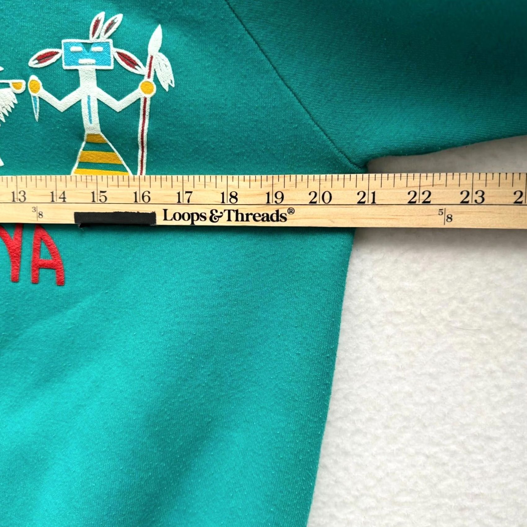 Fruit Of The Loom VINTAGE Fruit of the Loom Sweatshirt Large L Blue Pullover Made in USA Teal Puff Print Arizona Men Size US L / EU 52-54 / 3 - 6 Thumbnail
