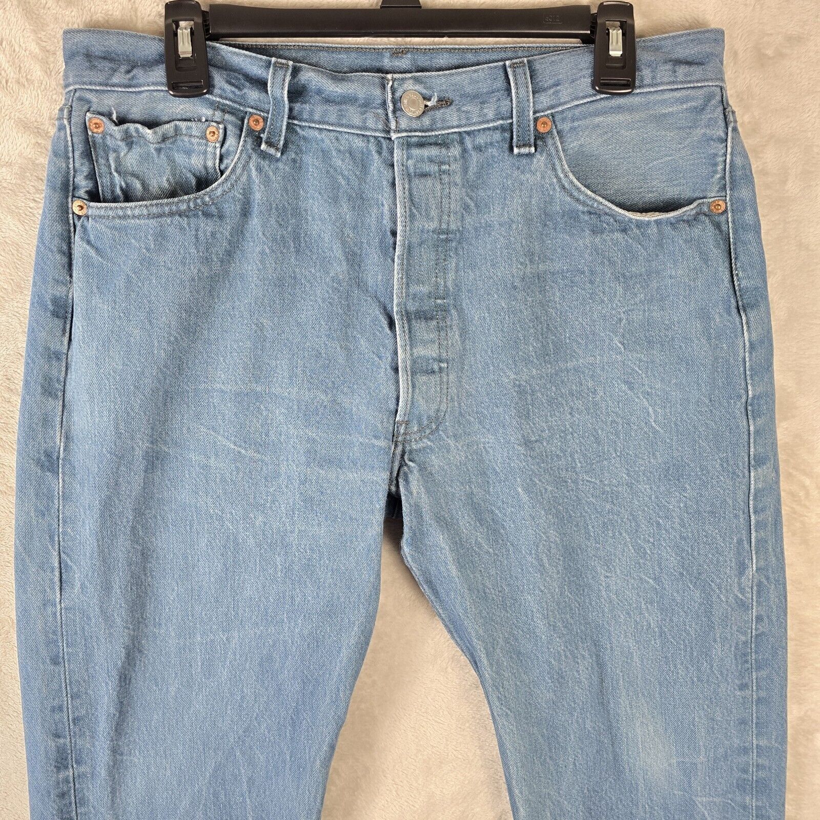 Levi's Levis 501 Denim Jeans Mens 36x32 Aqua Teal Blue (34x28) Size US 36 / EU 52 - 3 Thumbnail