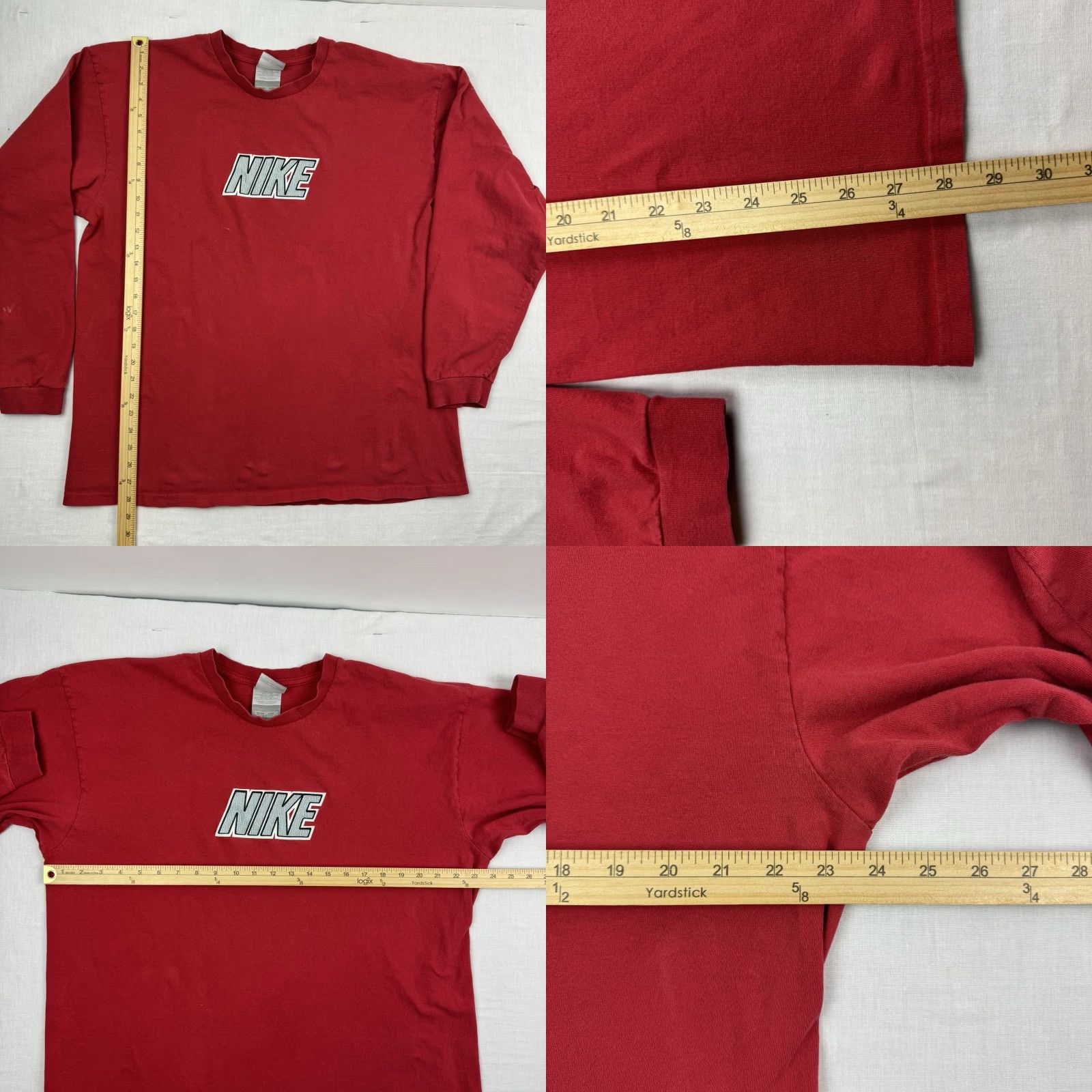 Nike VINTAGE Nike Long Sleeve Shirt Men XL Red Embroidered Grunge 90s Concert Style Crew Neck (Embroidered Silver Tag) Size US XL / EU 56 / 4 - 8 Thumbnail