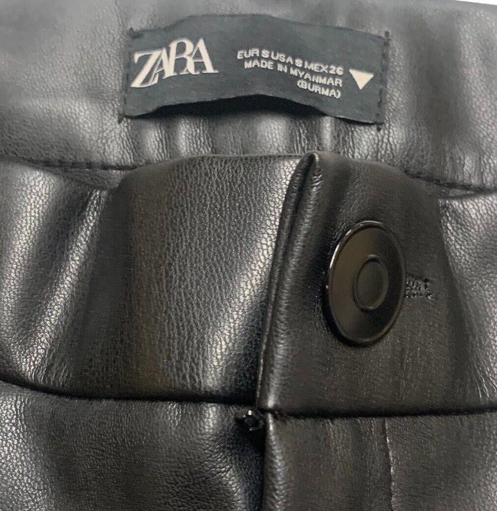 Zara Zara Faux Leather Pants Black S High Rise Skinny Size 28" / US 6 / IT 42 - 3 Thumbnail
