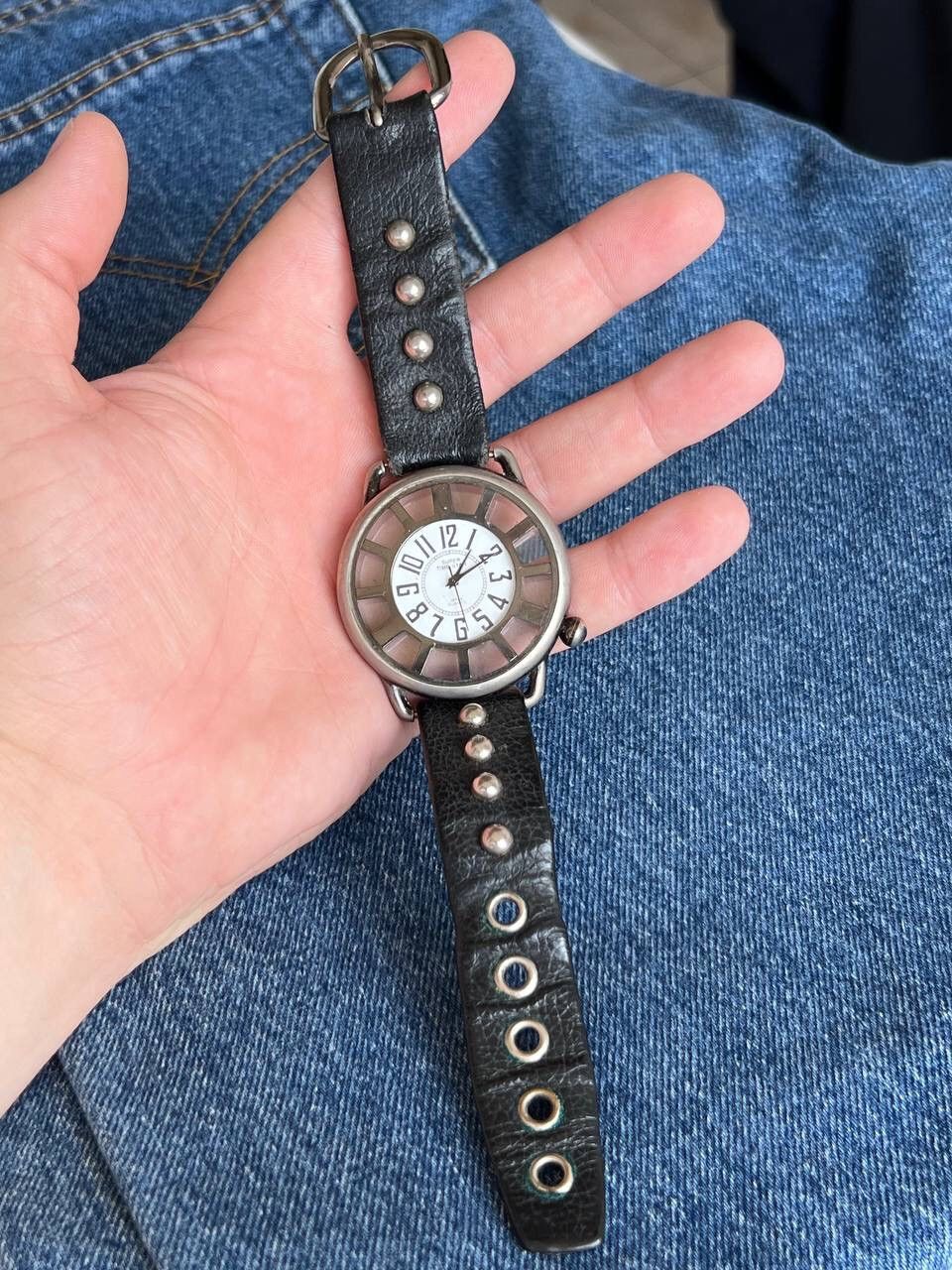 Japanese Brand Vintage Japanese style futuristic Watch Leather Studded Band Size ONE SIZE - 5 Thumbnail