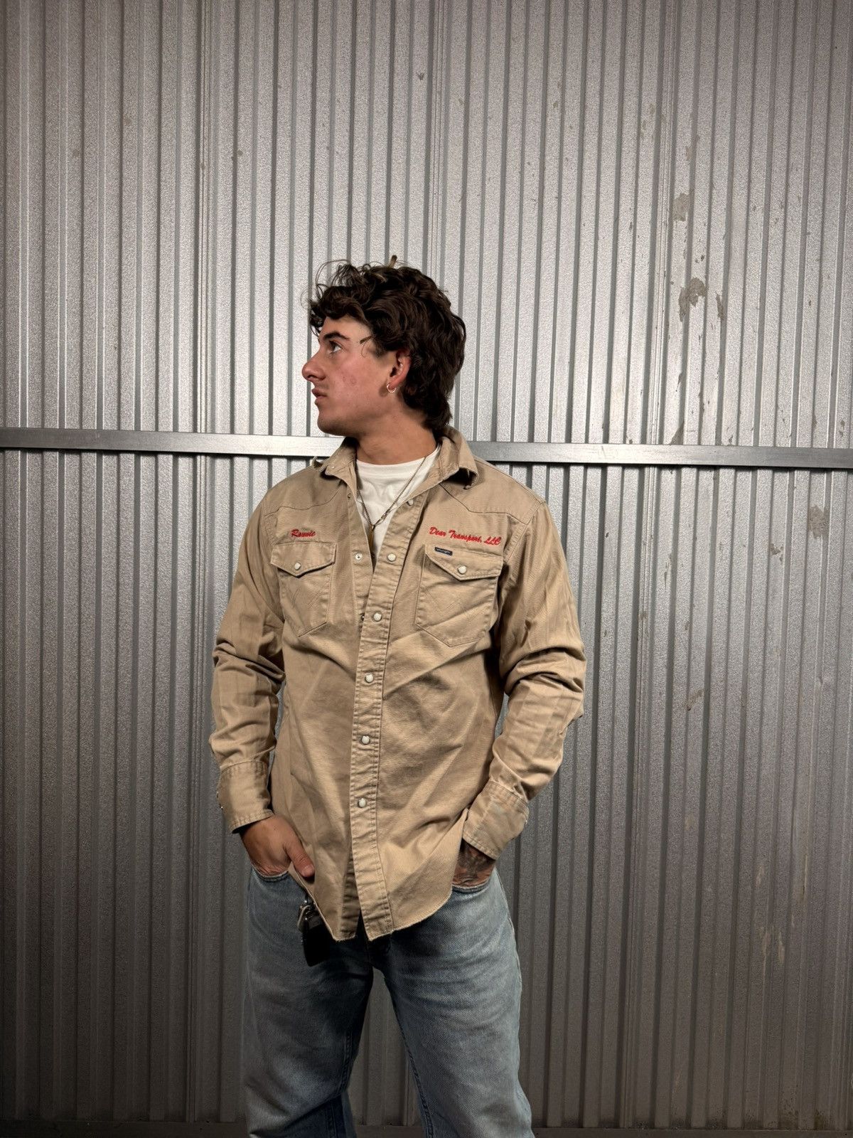 Wrangler Vintage Wrangler Pearl Snap Beige Button Up Western Shirt Size US M / EU 48-50 / 2 - 1 Thumbnail