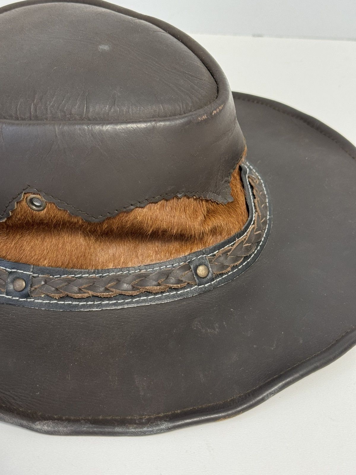 Other Kanga-Rou Brown Leather Outback Hat Vintage Australian Style Size ONE SIZE - 5 Thumbnail