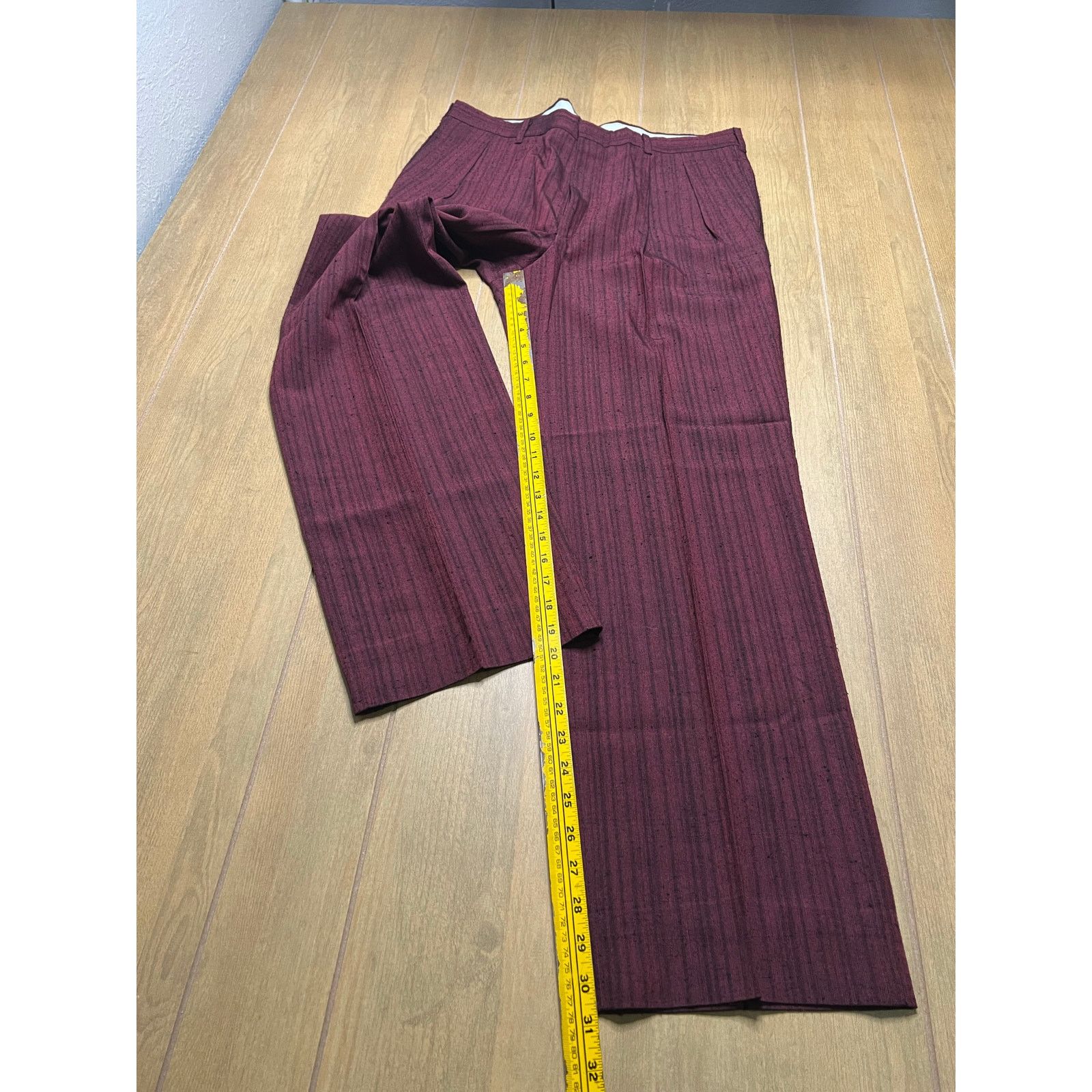 Vintage Vintage 1970s Burgundy Slub Trousers Talon USA Sz 35x31 Size US 35 - 7 Thumbnail