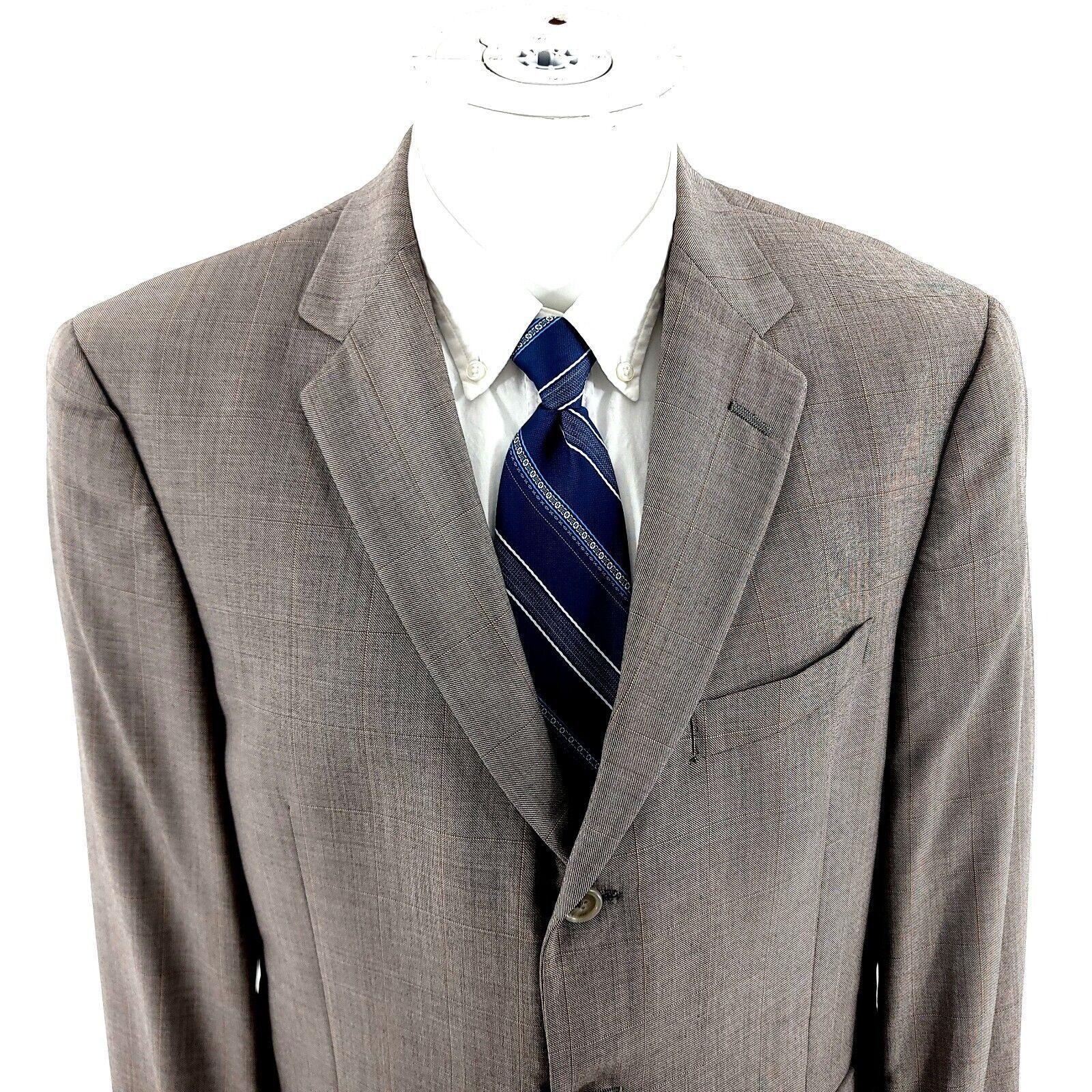 Hart Schaffner Marx DAMAGED Hart Schaffner Marx Gold Trumpeter Wool 3 Button Bla Size 40R - 1 Thumbnail