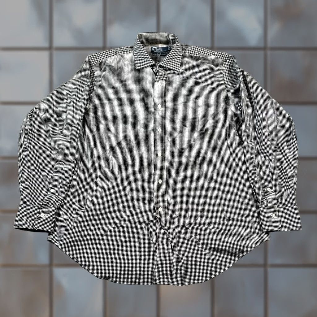Polo Ralph Lauren Polo Ralph Lauren Shirt Mens 16.5 Dress Men Black White Gingham Check Cotton Philip Size 46R - 1 Thumbnail