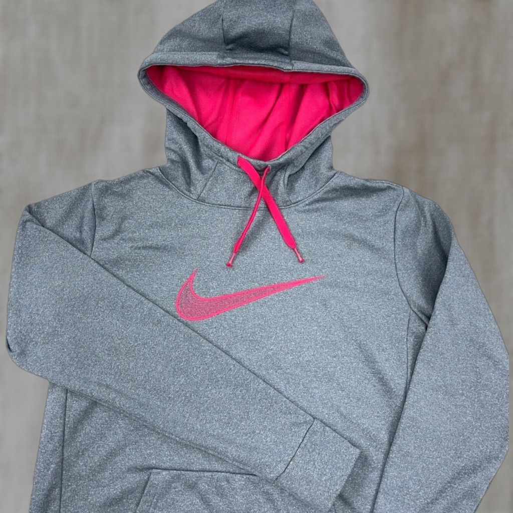 Nike Nike Hoodie Women M Gray Pink Sweatshirt Dri-Fit Performance Swoosh Logo Pullover Knit Casual Activewear Jacket Size M / US 6-8 / IT 42-44 - 1 Thumbnail