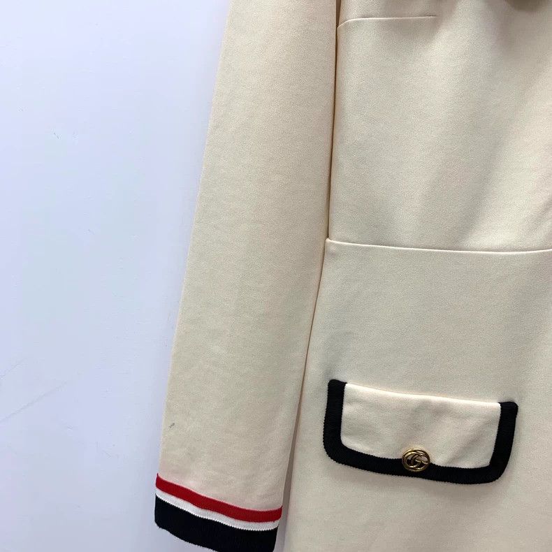 Gucci Gucci Beige striped tie bow doll collar long-sleeved dress Size M / US 6-8 / IT 42-44 - 4 Thumbnail
