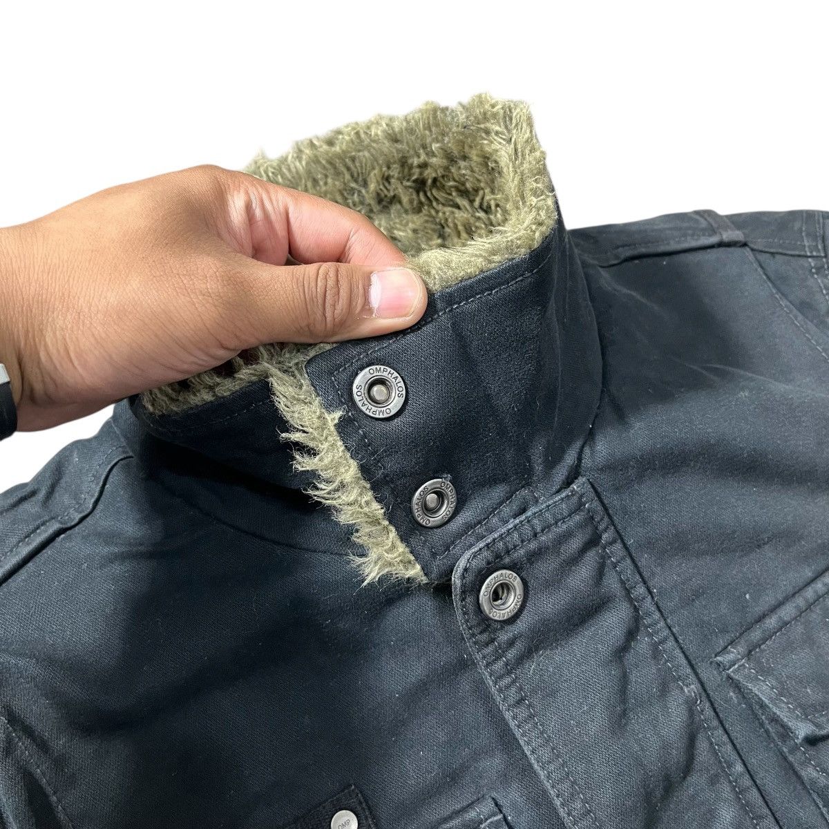Japanese Brand OMPHALOS Canvas Jacket Fleece Lined Size US L / EU 52-54 / 3 - 8 Thumbnail