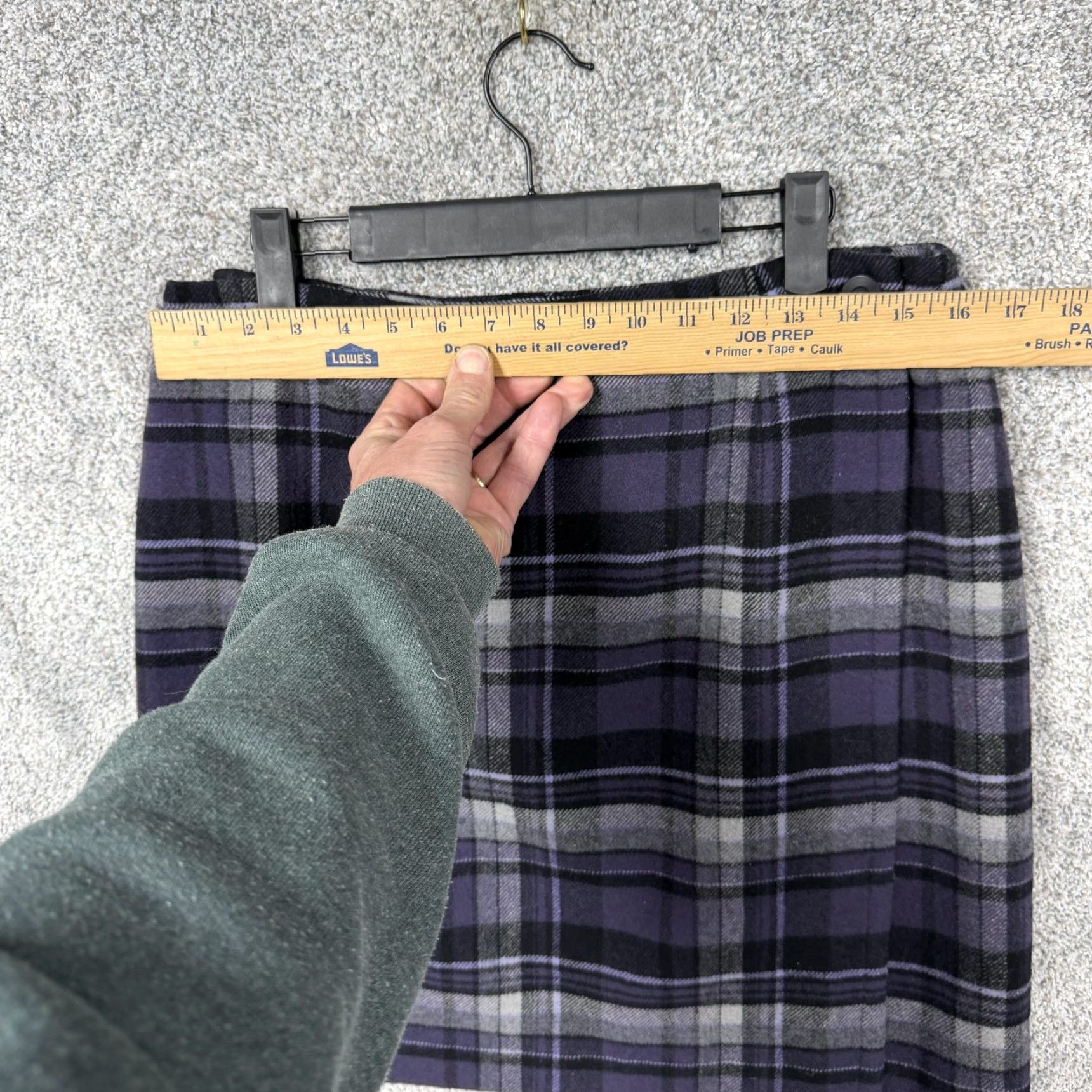 Vintage &madison MAX Skirt 14P Petite Plaid Wool-Blend Short Pencil Casual Womens 90s Dark Academia Size 36" / US 14 / IT 50 - 2 Thumbnail