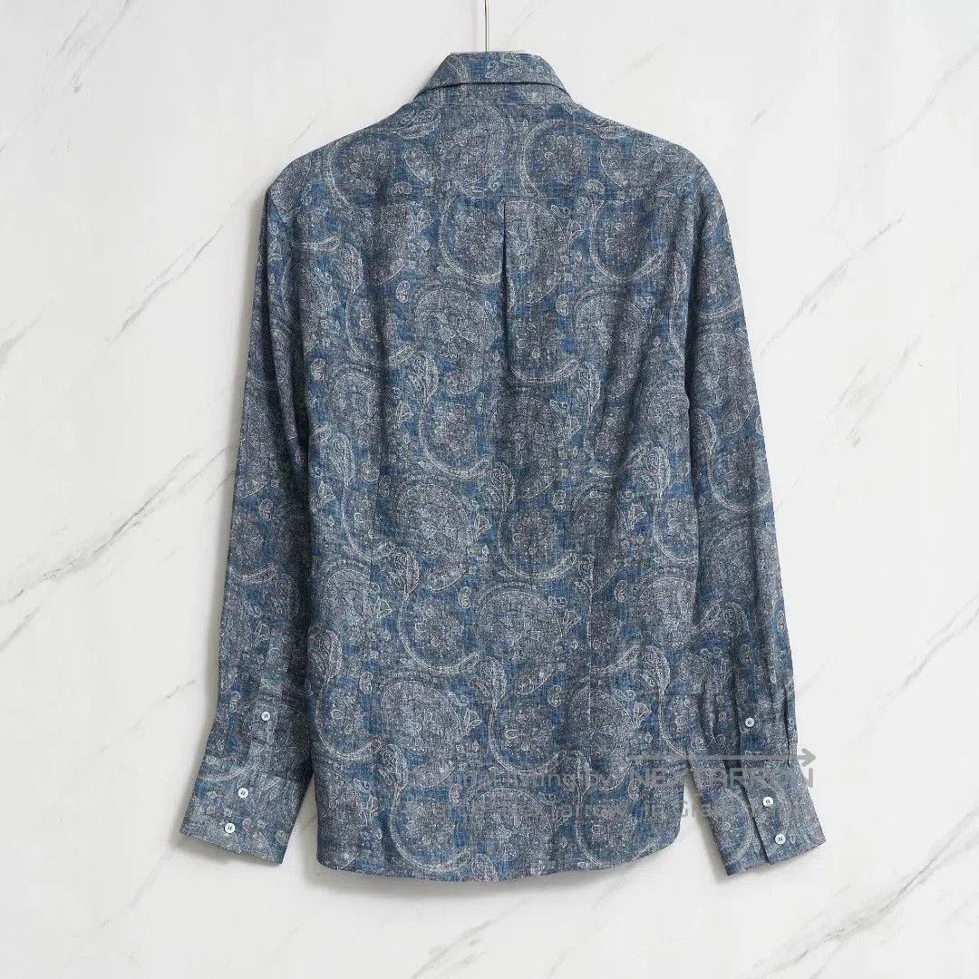 Brunello Cucinelli Brunello Cucinelli Men's Linen Print Shirt. Size US M / EU 48-50 / 2 - 3 Thumbnail