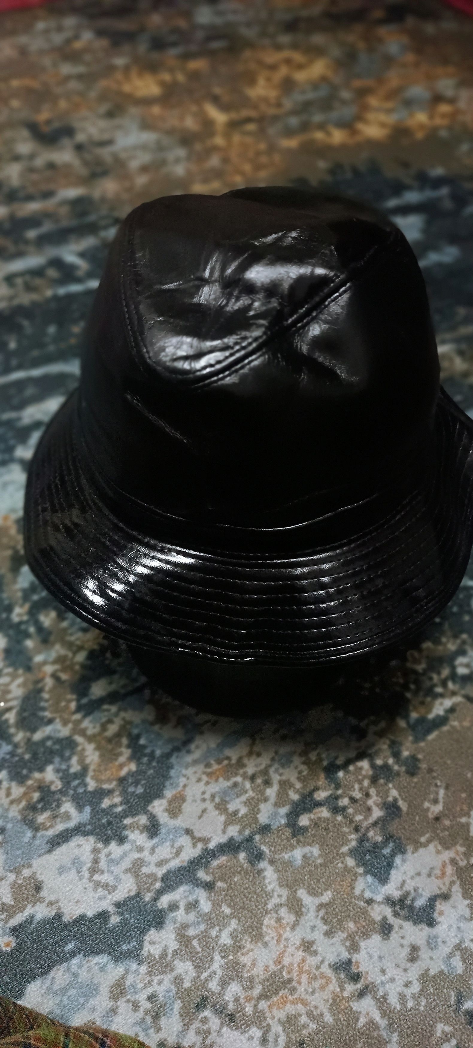 Leather Vintage Bucket Hat New York leather Made In Usa Size ONE SIZE - 5 Thumbnail