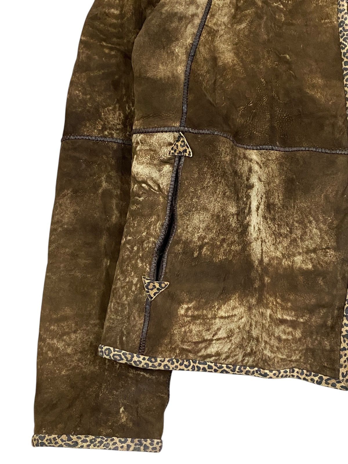 Vintage Vintage Shearling Fur Jacket with Leopard Trim Size M / US 6-8 / IT 42-44 - 4 Thumbnail