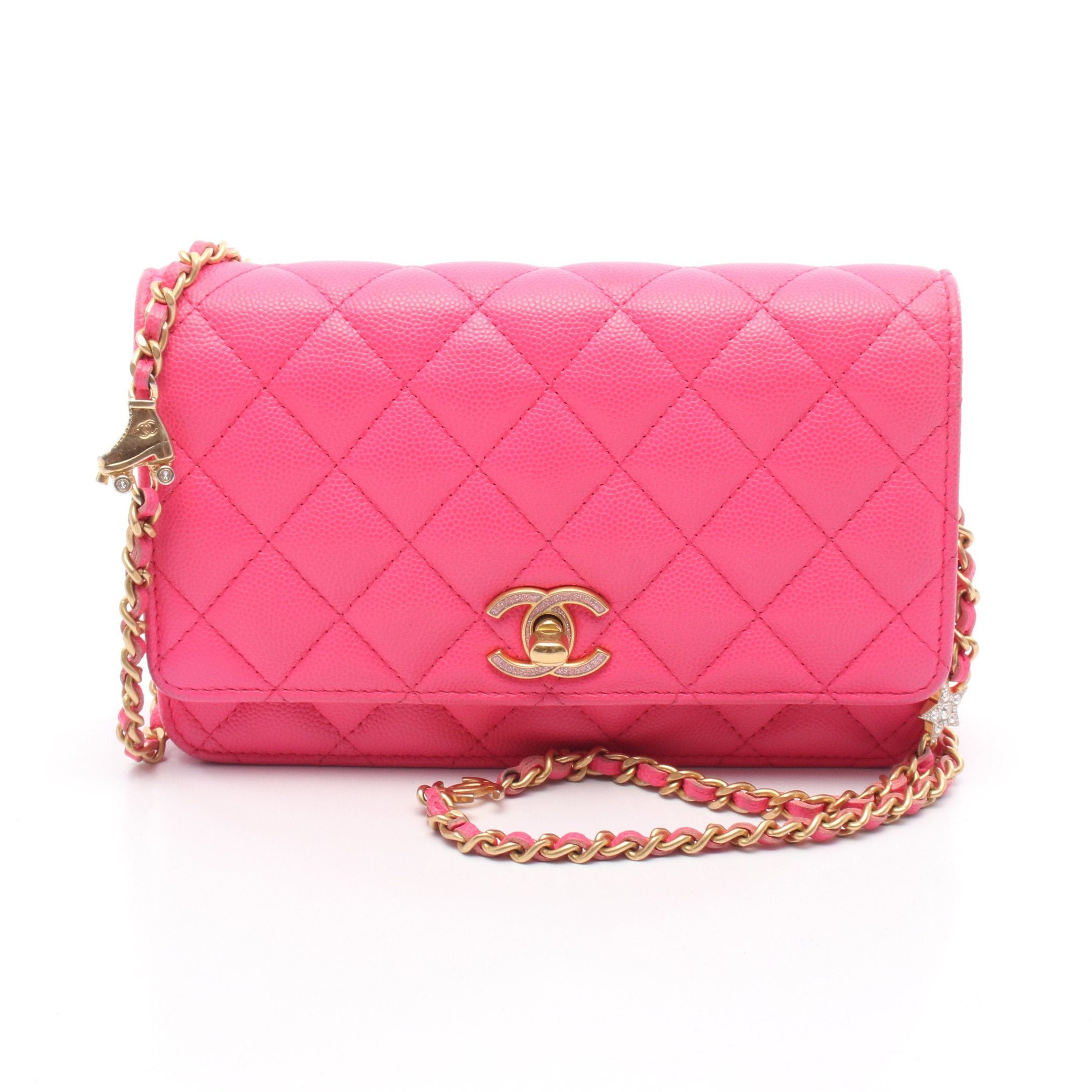 Chanel Chanel Matelasse Chain Wallet Caviar Skin Pink Gold Hardware Size ONE SIZE - 1 Thumbnail
