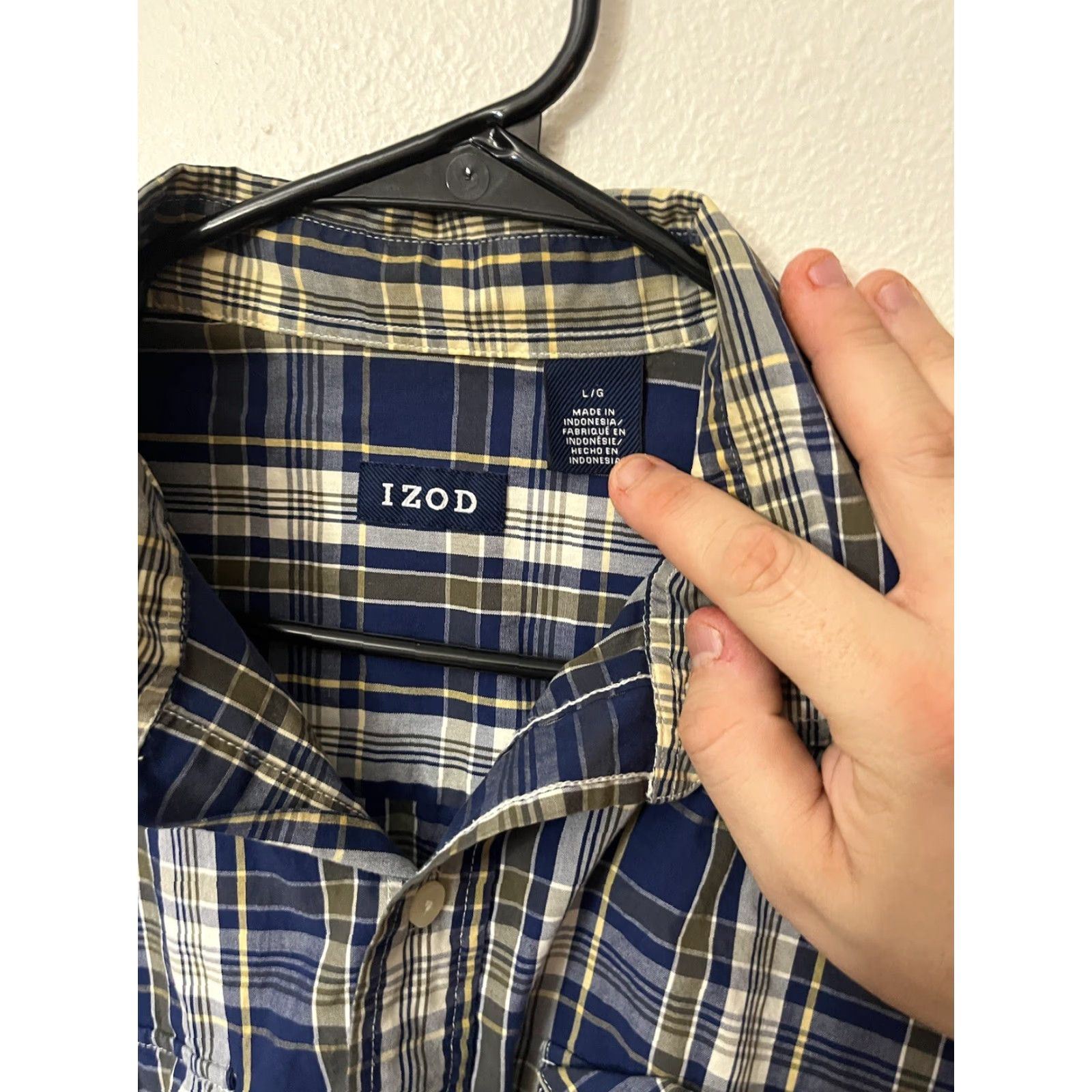 Izod VINTAGE IZOD Shirt Mens L Large Blue Button Shirt Camp Long Sleeve Size US L / EU 52-54 / 3 - 2 Thumbnail