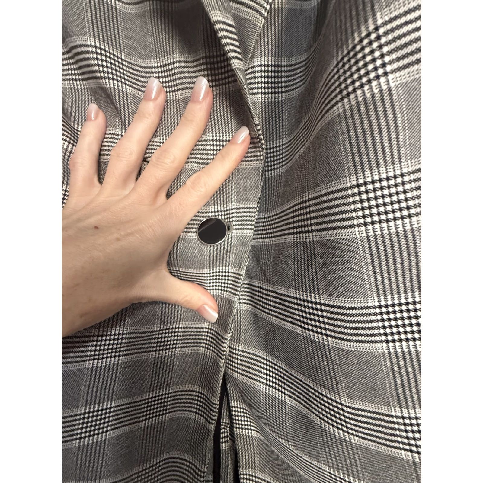 Vintage Lane Bryant Blazer Womens 16 Gray Plaid Stretch Lined Notch Lapel Plus Size XXL / US 16-18 / IT 52-54 - 3 Thumbnail