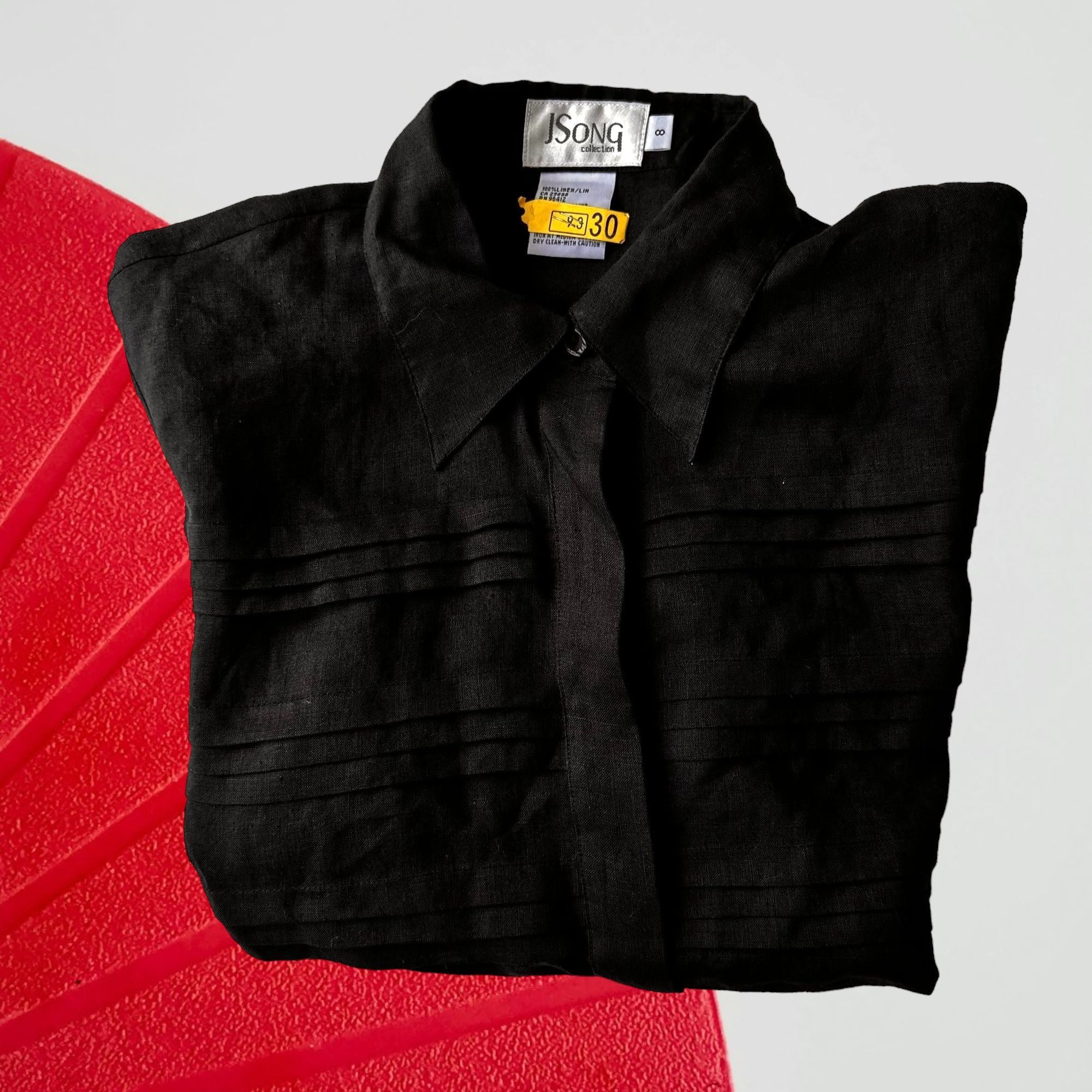 Designer × Vintage ViTG J Song Collection Blouse Size 8 Black Linen Semi Sheer Size M / US 6-8 / IT 42-44 - 4 Thumbnail