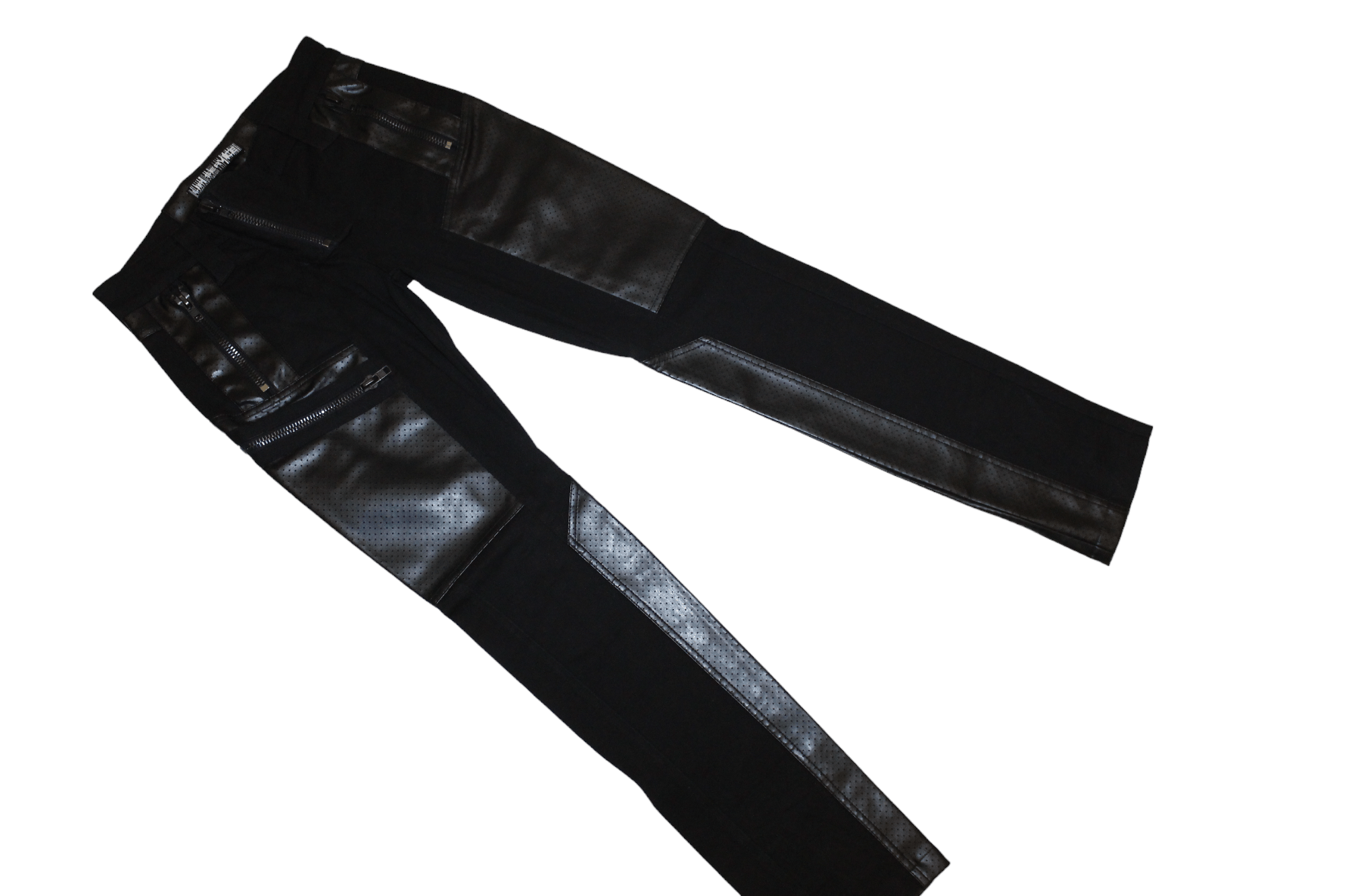 Lip Service 💥Lip Service USA Glam Biker Stretch Pants Faux Leather Trim Size US 30 / EU 46 - 4 Thumbnail