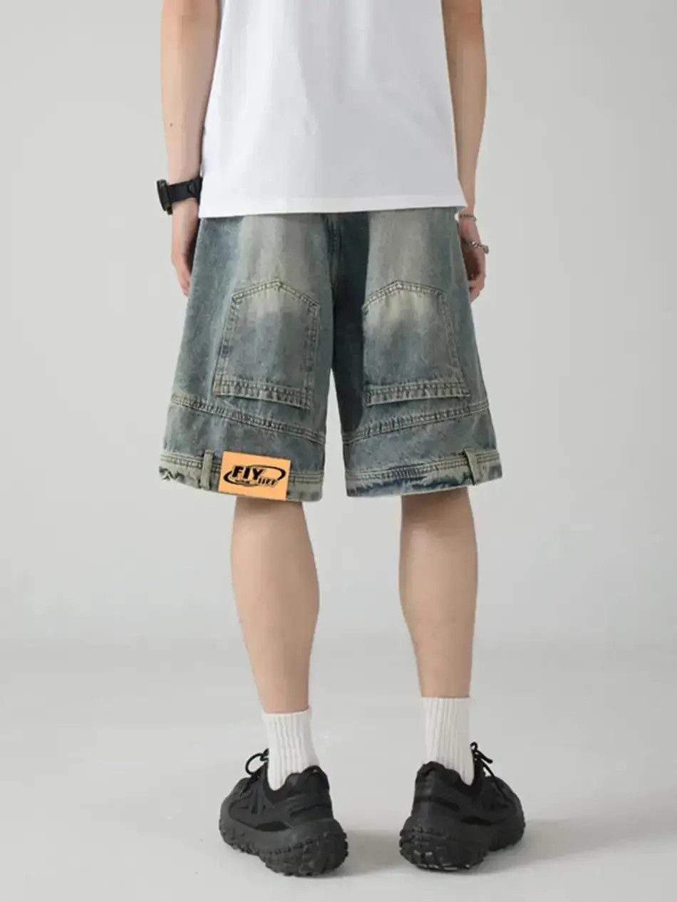 Japanese Brand Retro washed reverse straight leg denim shorts Size US 32 / EU 48 - 4 Thumbnail