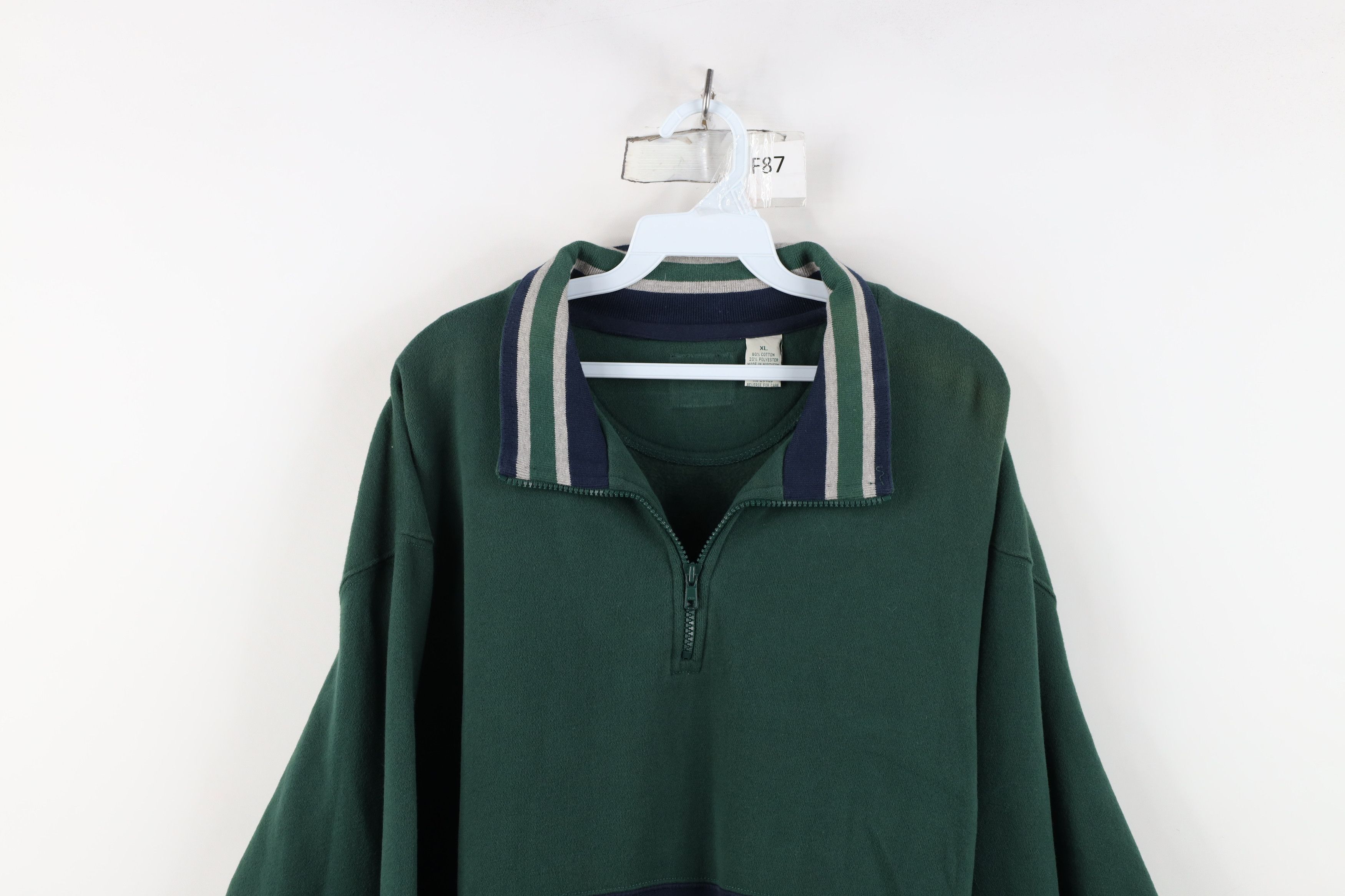 Vintage Vintage 90s Streetwear Block Heavyweight Half Zip Sweatshirt Size US XL / EU 56 / 4 - 2 Thumbnail