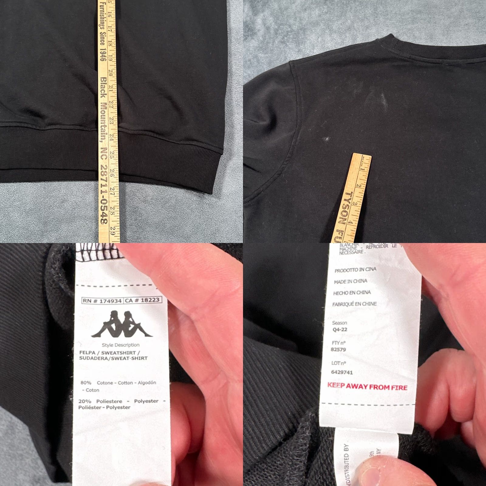 Kappa Kappa Sweatshirt Mens Large Black Crew Neck Luther Man Patches Lon Sleeve Graphic Print Size US L / EU 52-54 / 3 - 8 Thumbnail