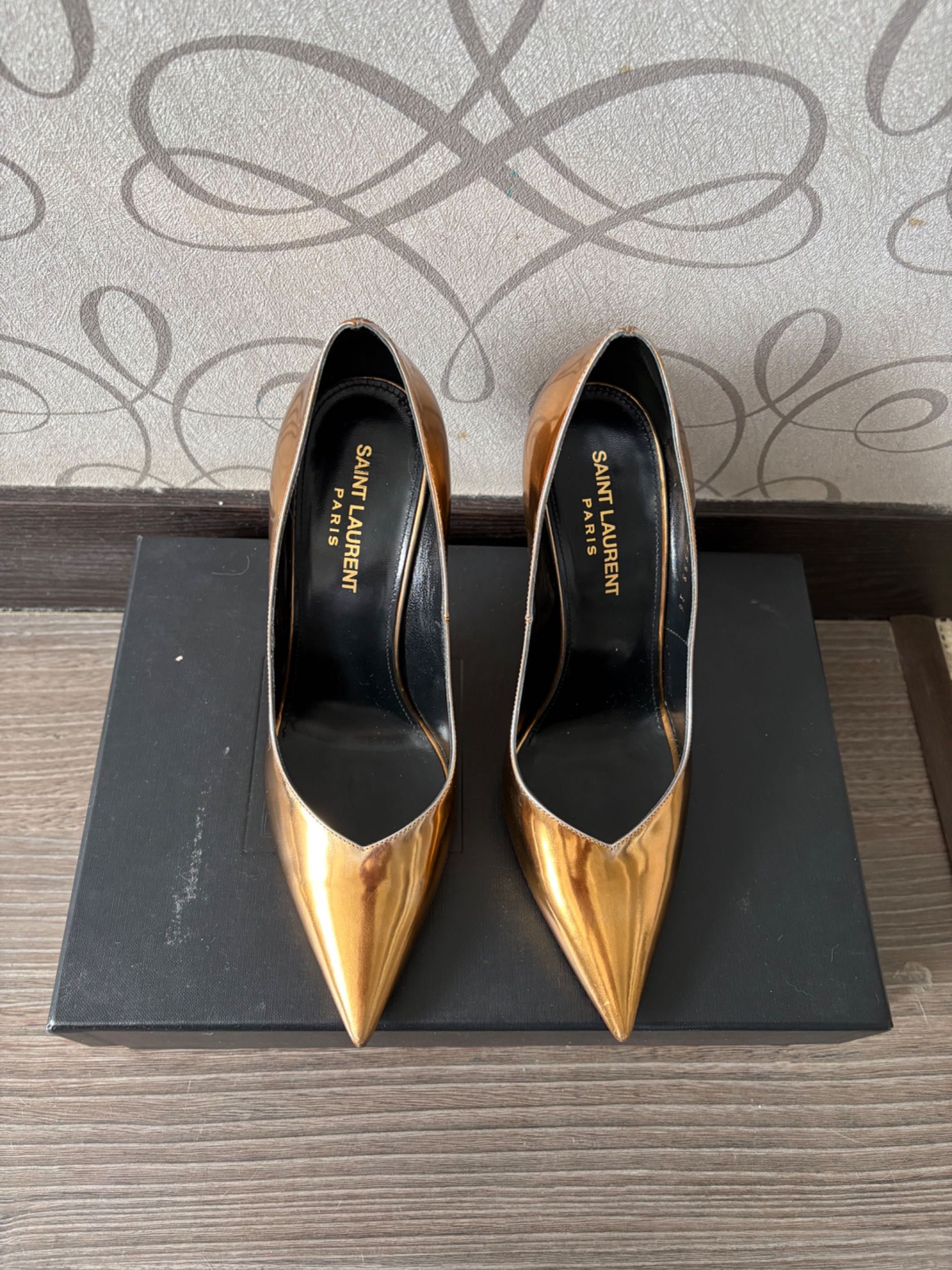 Saint Laurent Paris Saint Laurent Gold Heels Size US 6 / IT 36 - 3 Thumbnail