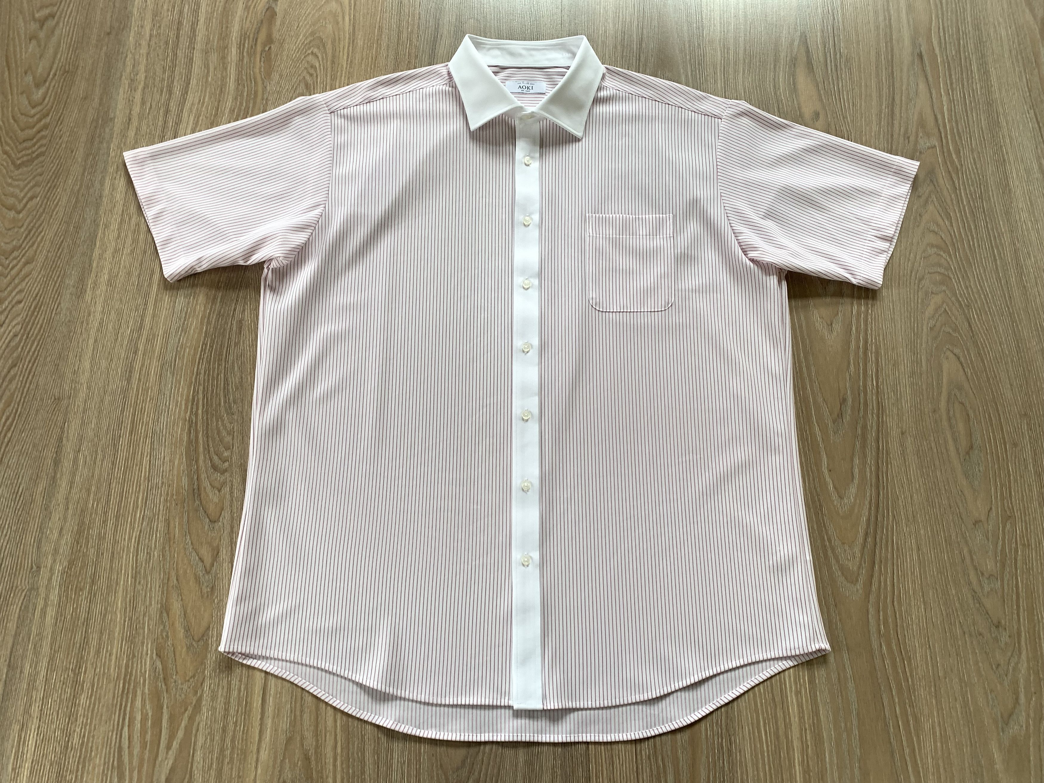 Japanese Brand Aoki Basic White Stripe Short Sleeve Japan Button Shirt Size US L / EU 52-54 / 3 - 2 Thumbnail