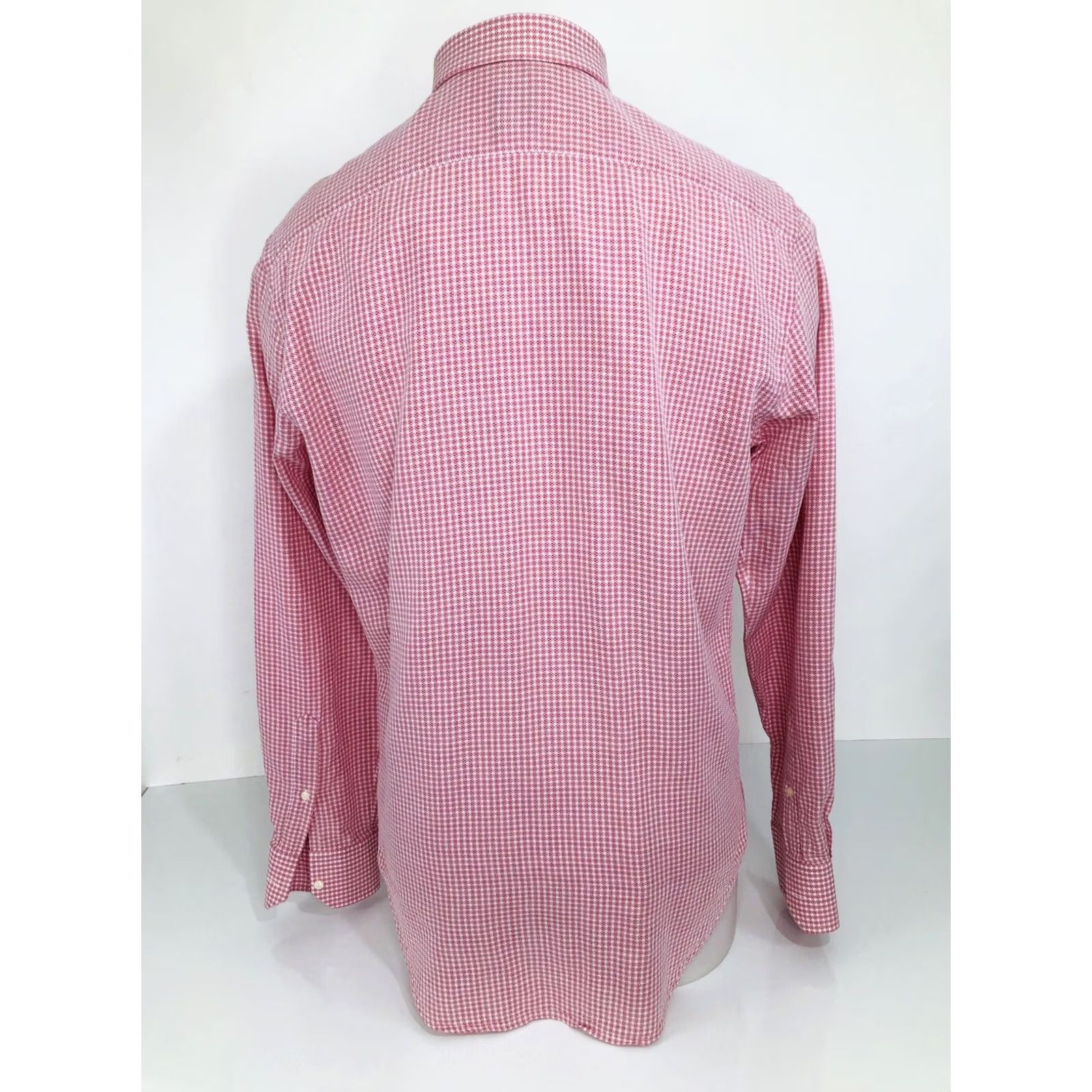 Vintage BOGGI Milano - Slim Fit Mens 42/16.5 Plaid Checked Slightly Textured Shirt - Red/Pink/White Size US L / EU 52-54 / 3 - 3 Thumbnail