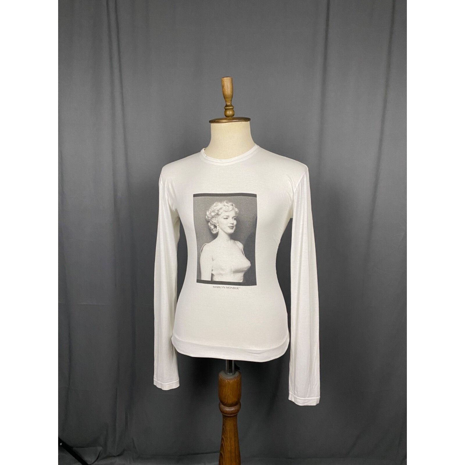 Dolce & Gabbana Dolce&Gabbana Marilyn Monroe Men's White Crewneck Henley Swe Size US M / EU 48-50 / 2 - 2 Thumbnail