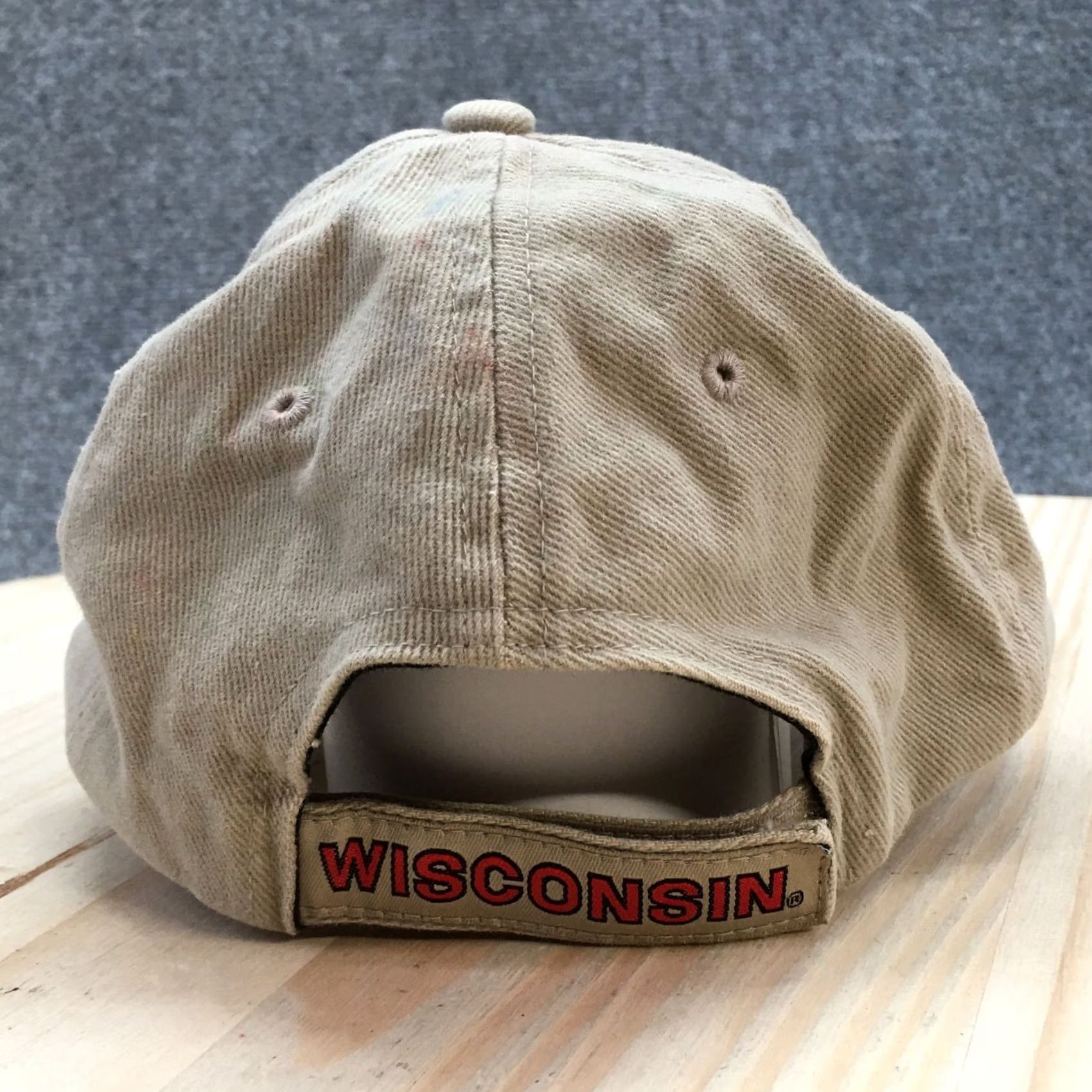 Vintage Wisconsin Badgers Baseball Cap Mens OS Beige Embroidered Logo Steve & Barry's Hat Size ONE SIZE - 6 Thumbnail