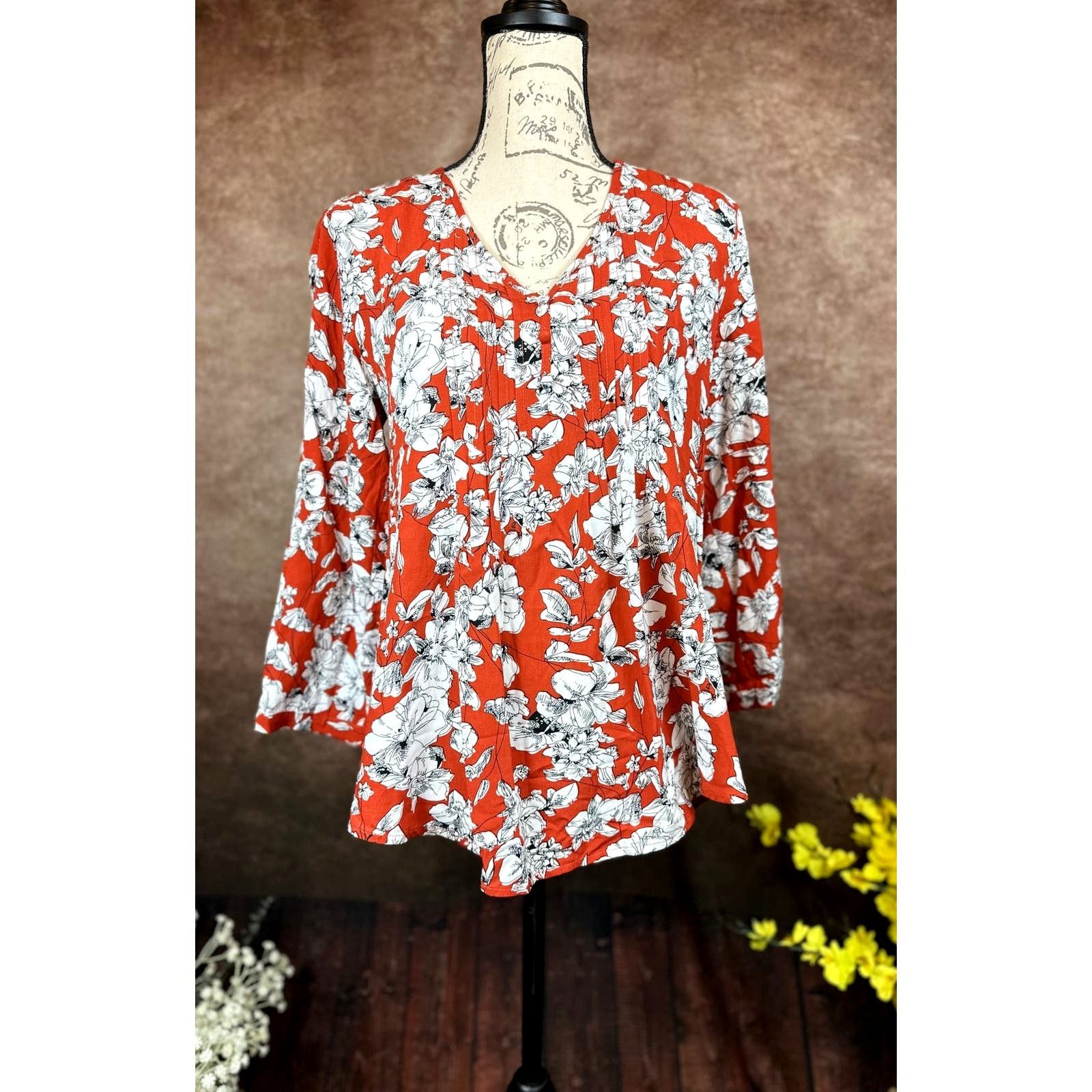 Other Fun2Fun Maley Pleated Detail Blouse Rust/Cream size M Size M / US 6-8 / IT 42-44 - 8 Thumbnail
