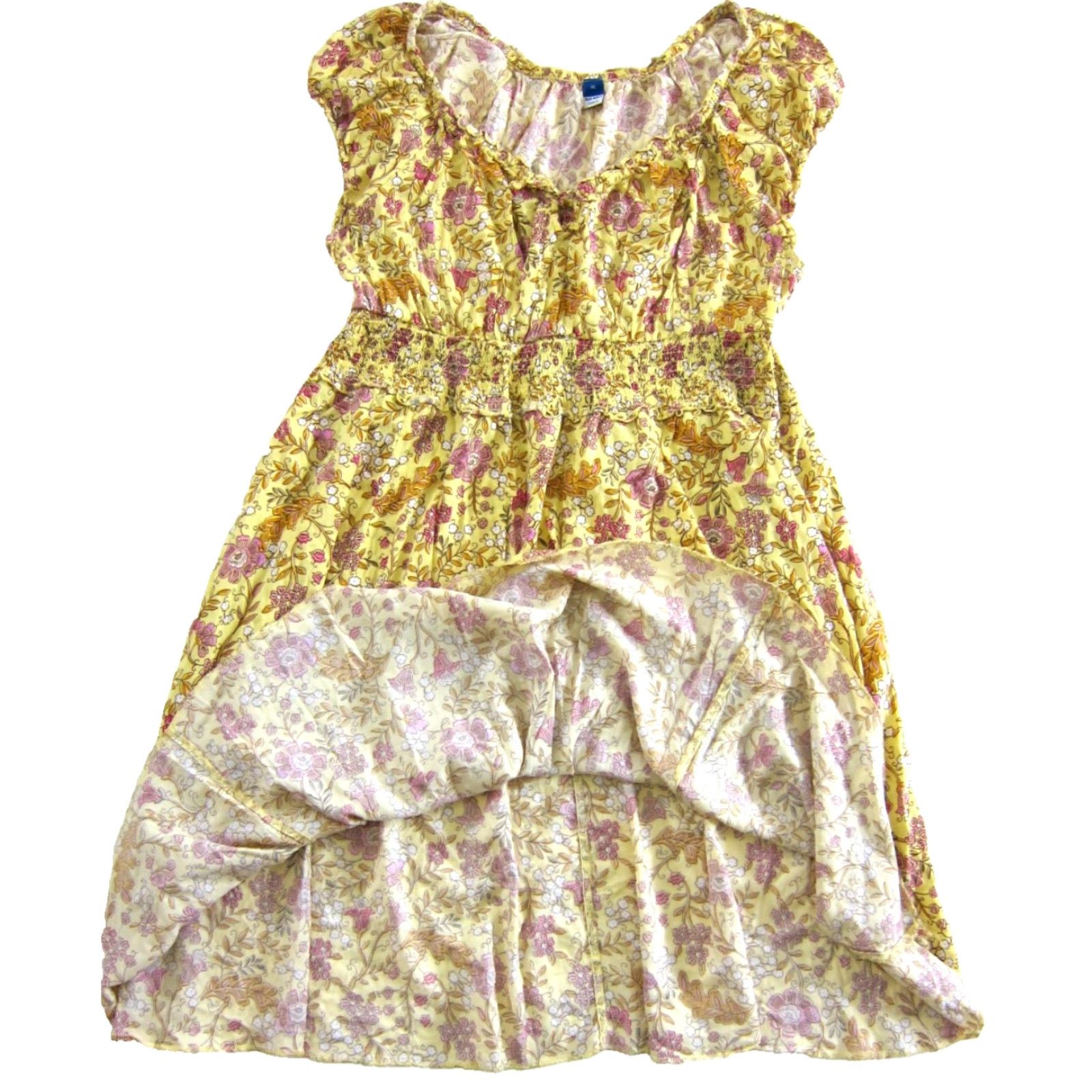 Old Navy Old Navy Shirt Dress XL Yellow Floral Cap Sleeve Pockets 100% Rayon sheath Smock 80s 90s Boho Women's XL Size XL / US 12-14 / IT 48-50 - 5 Thumbnail