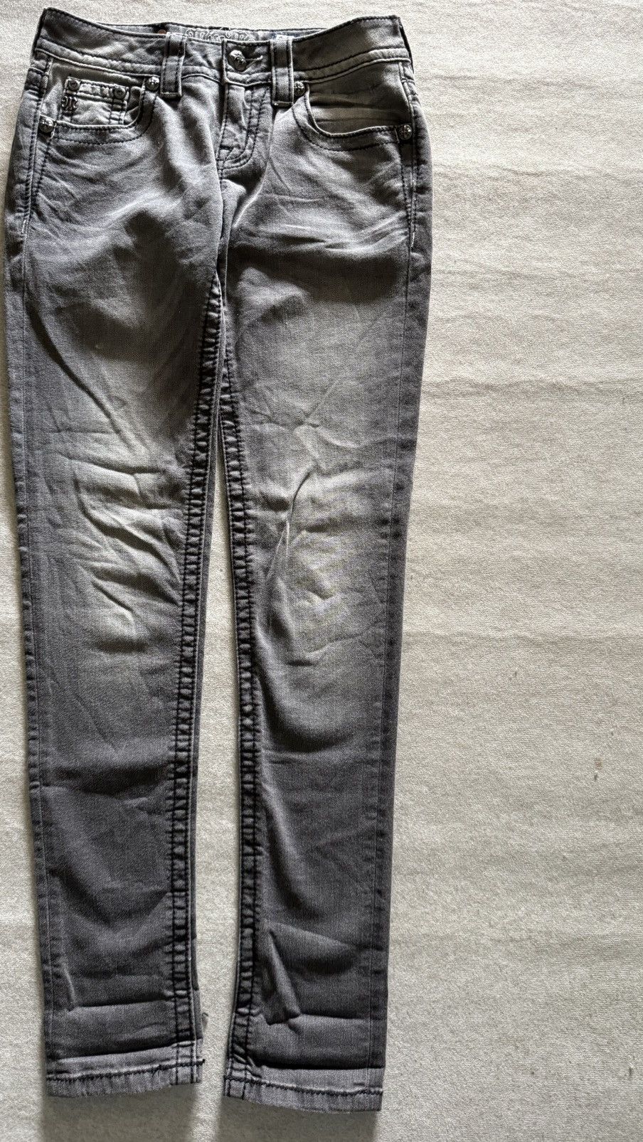 Miss Me Miss Me Embellished Wing Pocket Embroidery Denim Grey Size 26" / US 2 / IT 38 - 7 Thumbnail