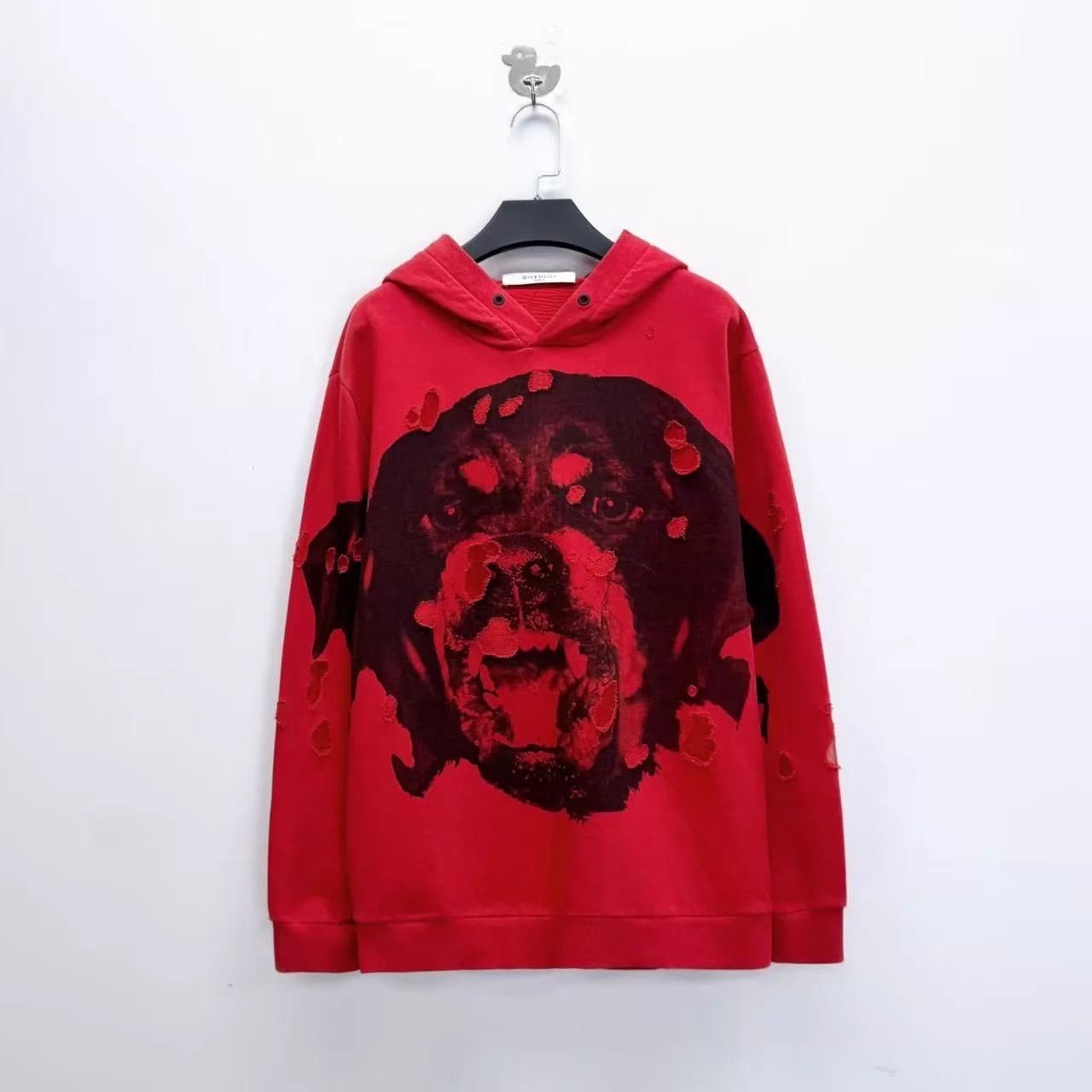Givenchy Givenchy Red Rottweiler Large Dog Head Distressed Hoodie L Size US L / EU 52-54 / 3 - 1 Thumbnail