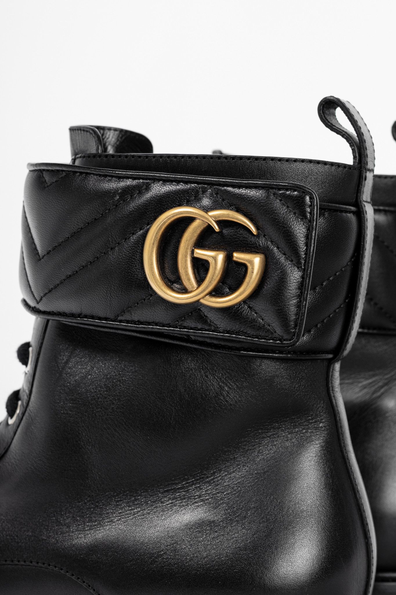 Gucci Gucci Black Leather Double G Combat Ankle Boots Size US 9 / IT 39 - 8 Thumbnail