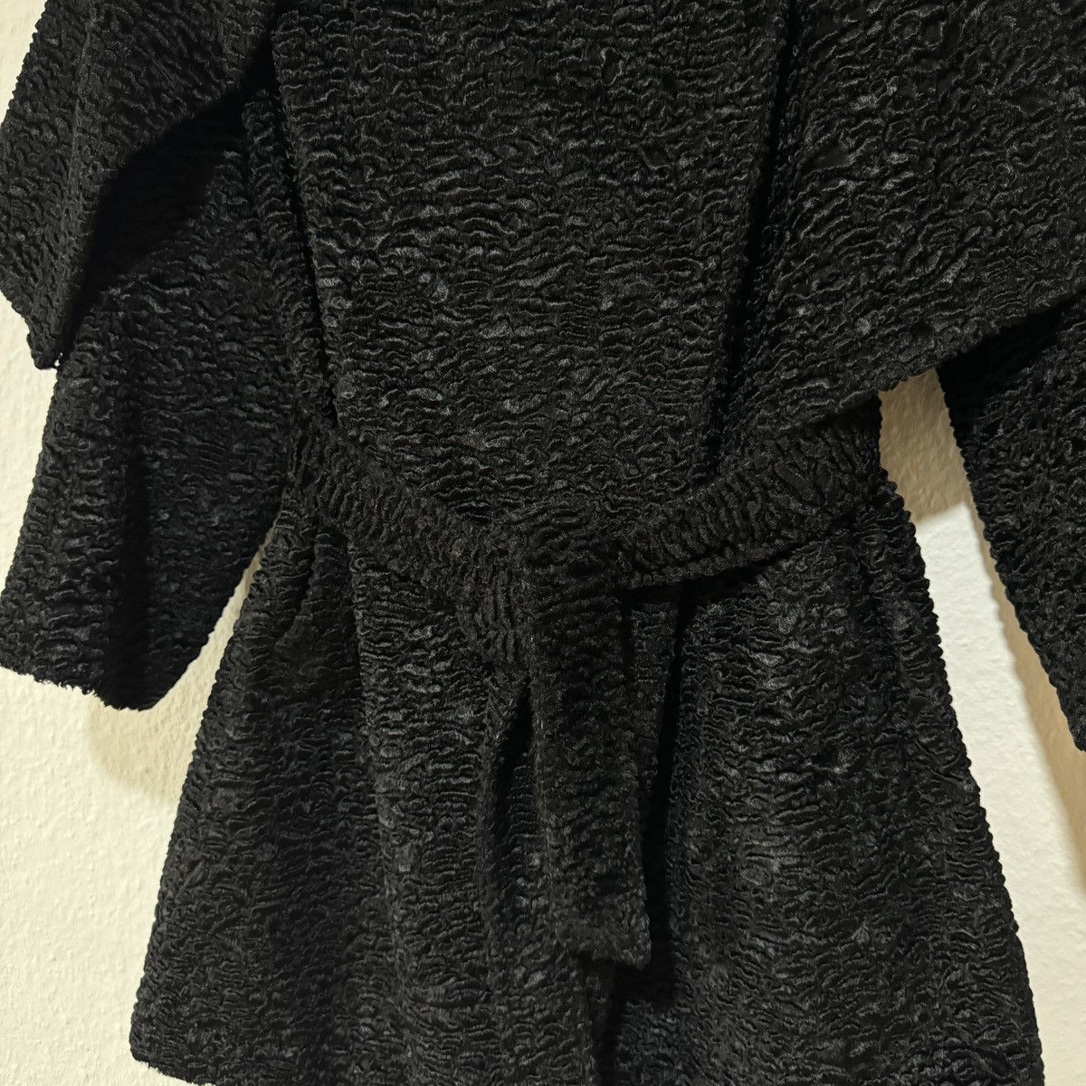 Ann Demeulemeester × Designer 2000s ANN DEMEULEMEESTER BLACK LAMB SHEARLING BELTED COAT Size M / US 6-8 / IT 42-44 - 5 Thumbnail