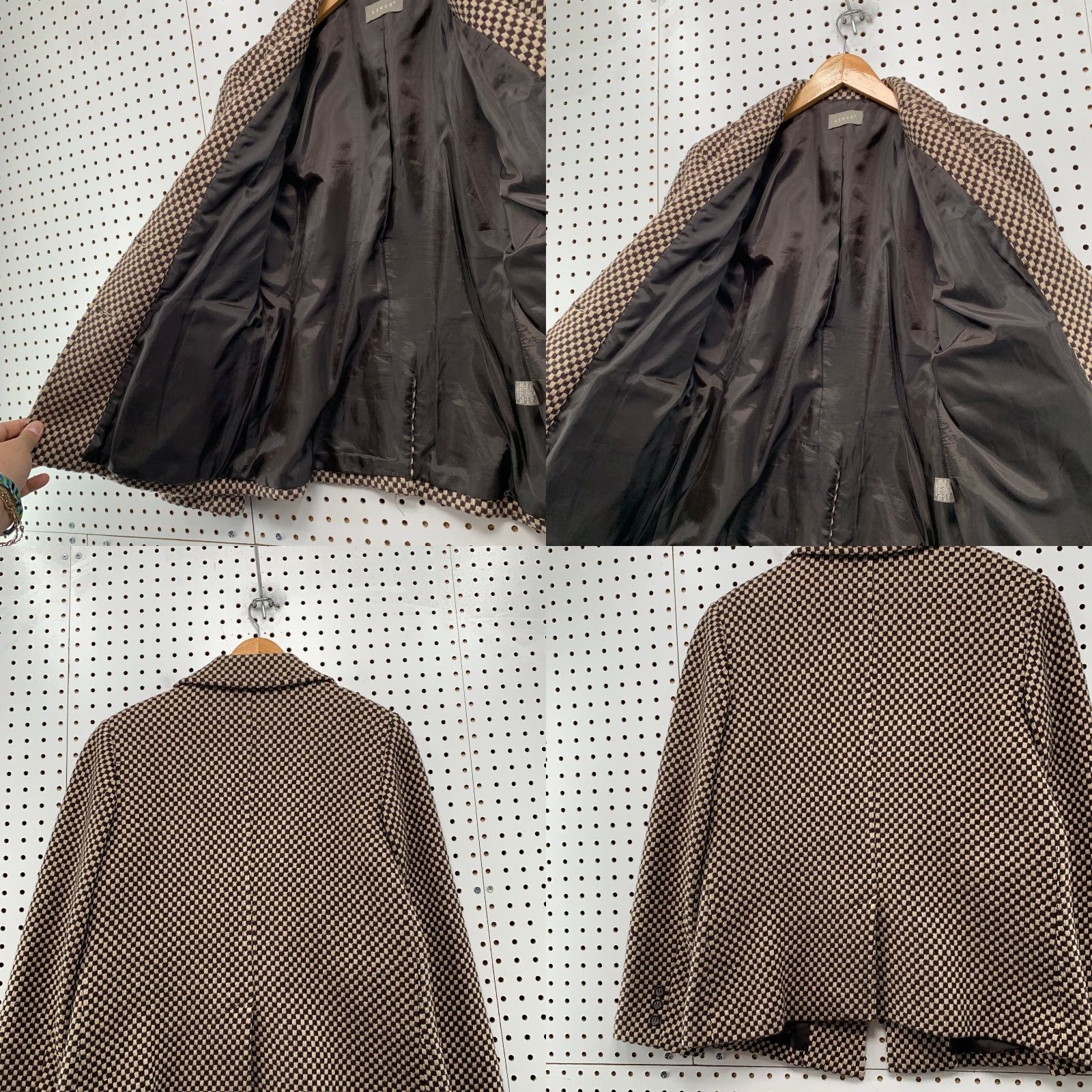 Vintage Kenar Wool Tweed Blazer Womens Medium Brown Checkered Check Business Work Shirt Size M / US 6-8 / IT 42-44 - 10 Thumbnail