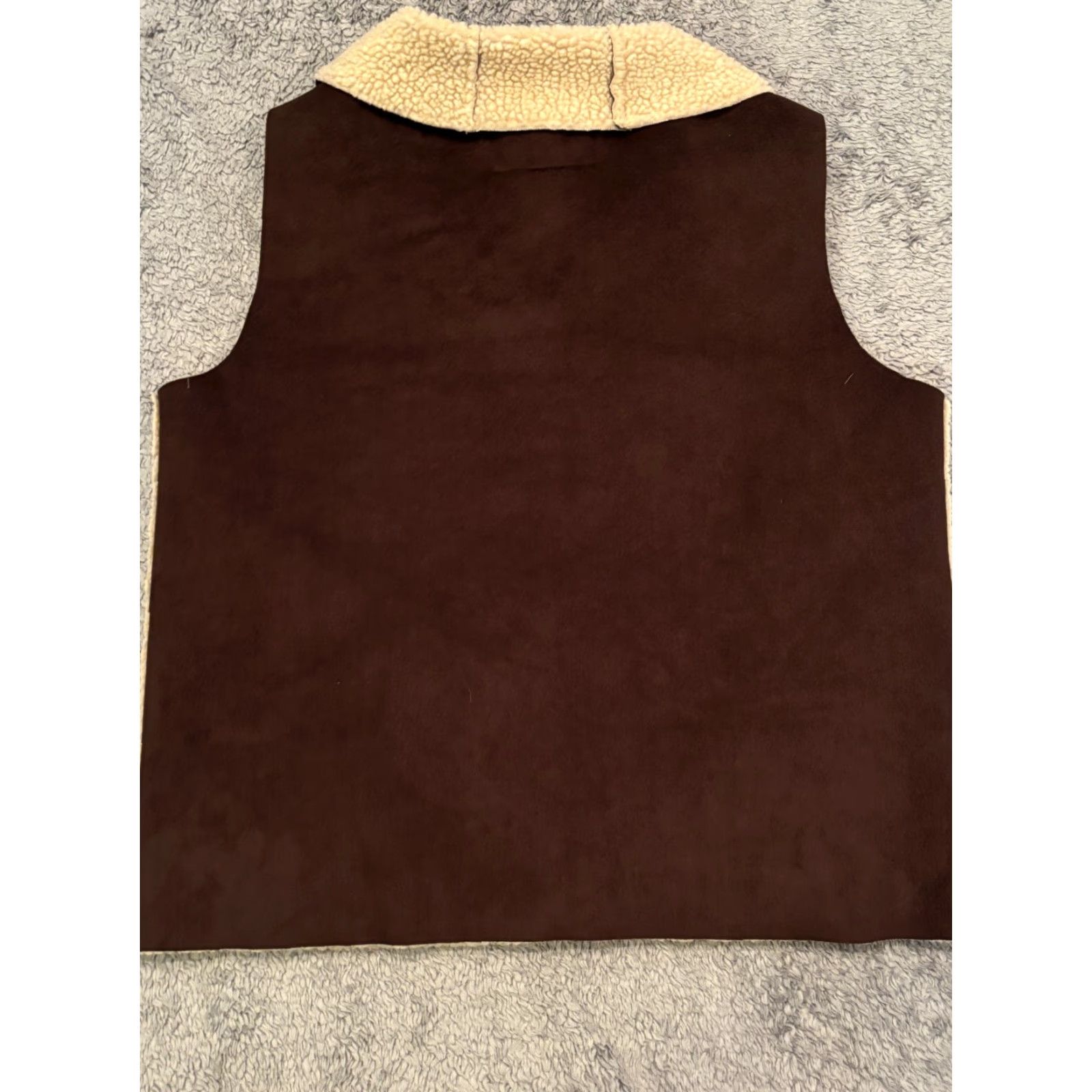 Ralph Lauren VINTAGE Lauren Ralph Lauren Faux Suede Vest Womens XL Brown Sherpa Lined Button Jacket Size XL / US 12-14 / IT 48-50 - 6 Thumbnail