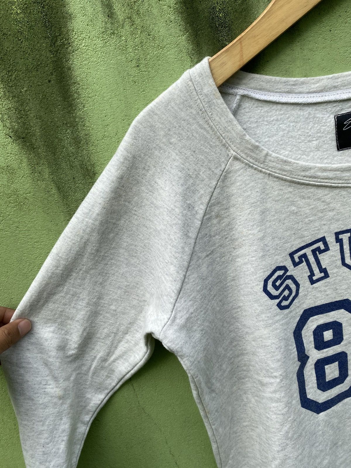 Stussy Stussy Vintage 80 Raglan Crewneck Classic Pullover Soft Grey Size S / US 4 / IT 40 - 3 Thumbnail