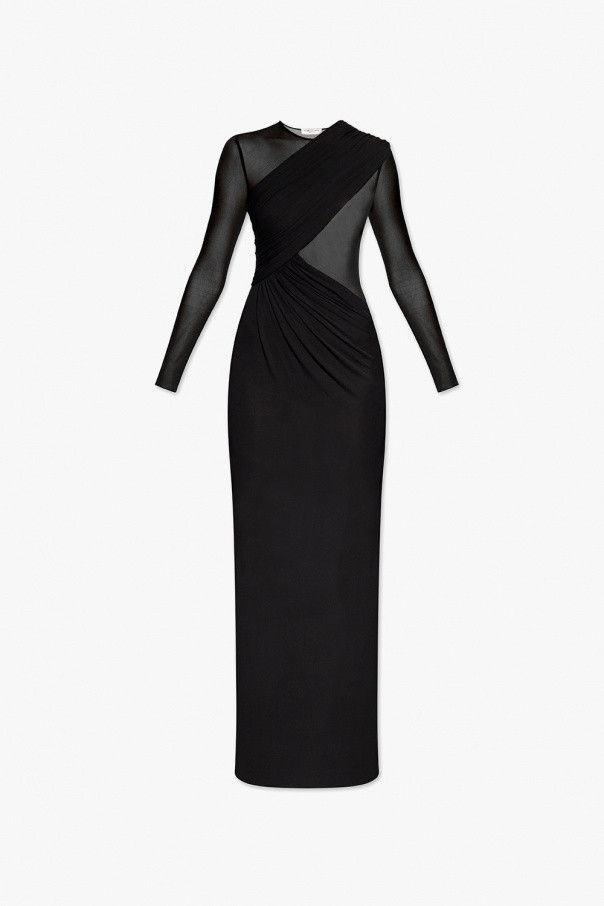 Saint Laurent Paris o1s1wg111124 Draped Maxi Dress in Black Size XL / US 12-14 / IT 48-50 - 1 Thumbnail