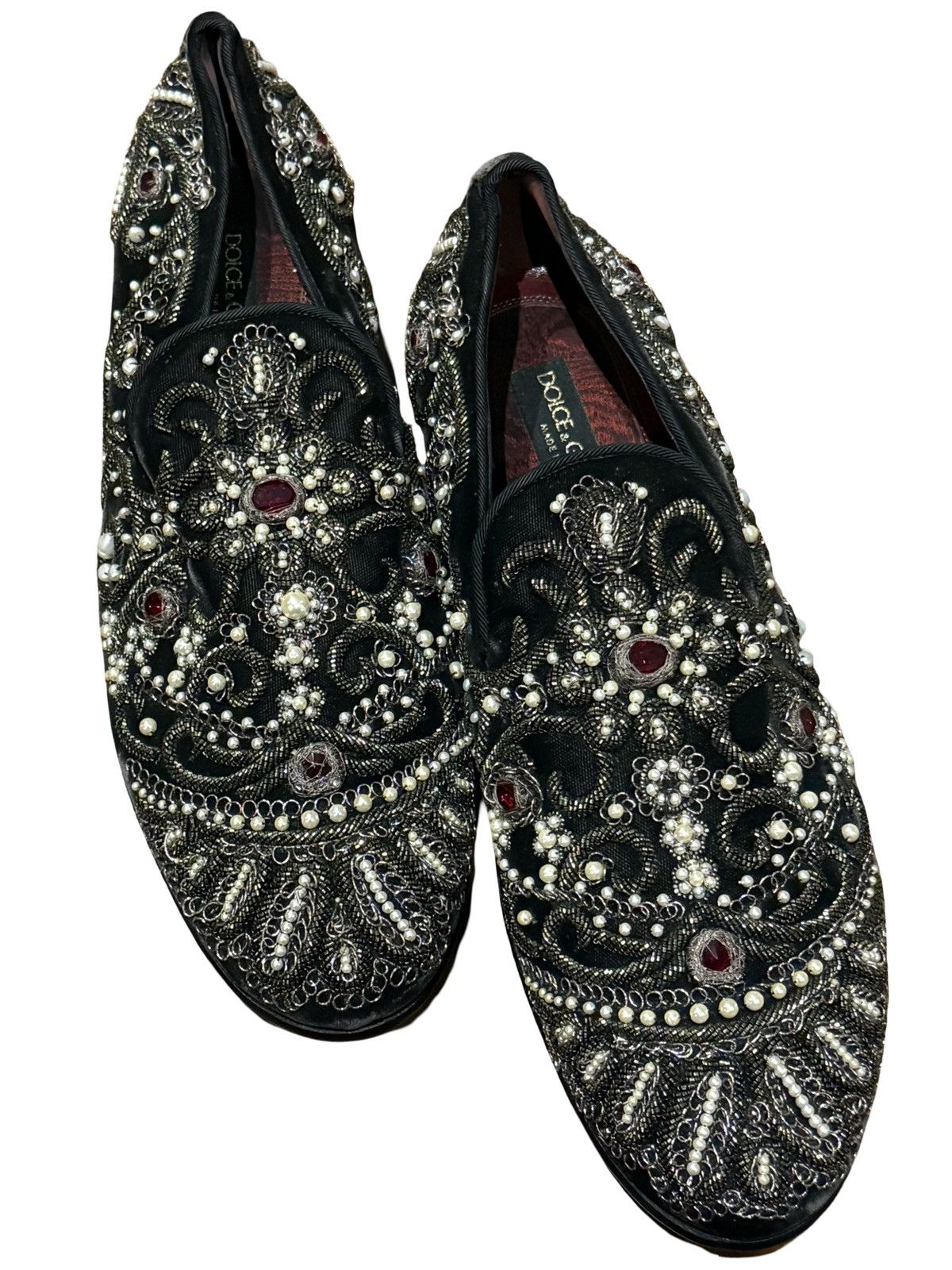 Dolce & Gabbana Velvet slippers with embroidery Size US 9.5 / EU 42-43 - 1 Thumbnail