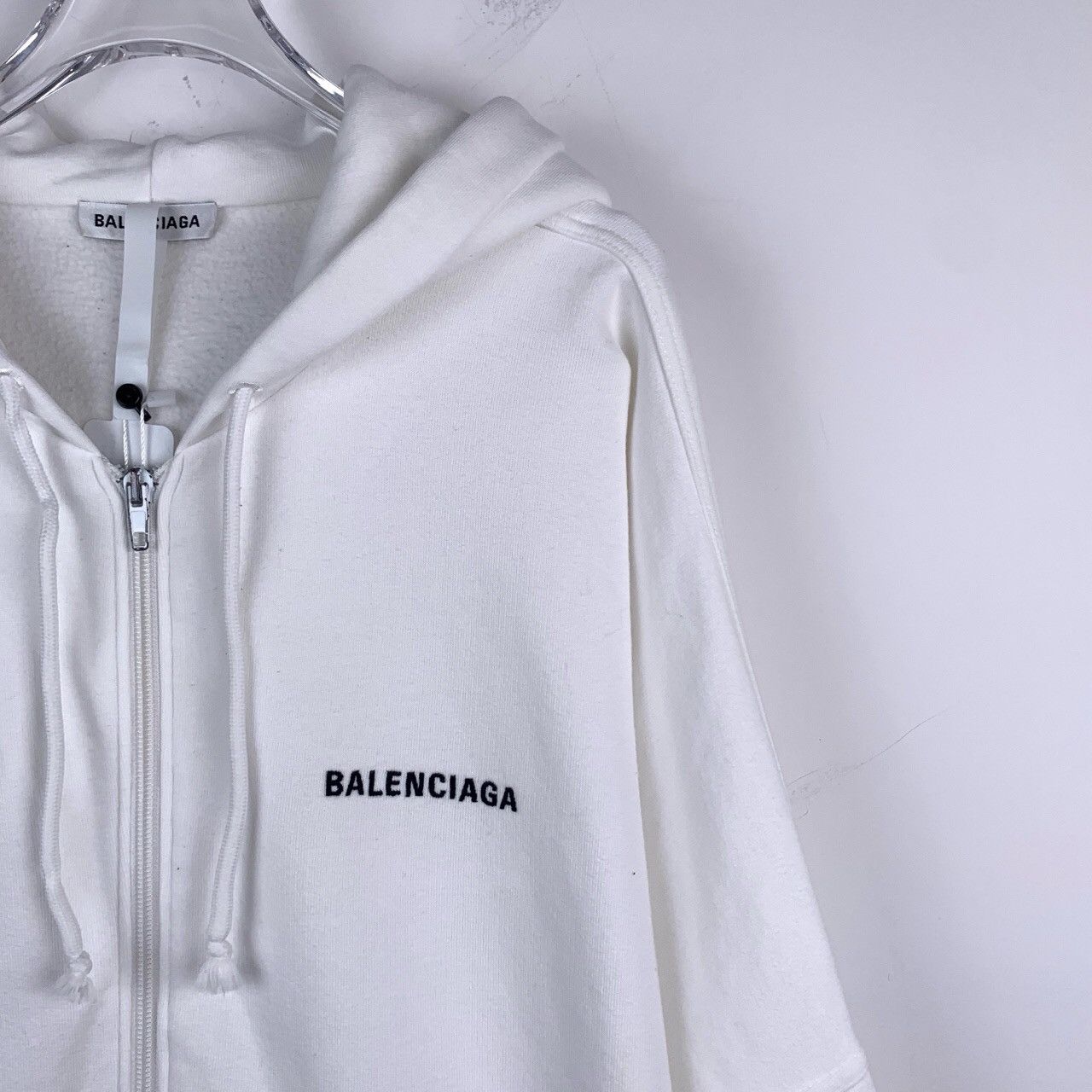 Balenciaga Balenciaga Logo Embroidered White Hooded Zip-Up Sweatshirt Size US S / EU 44-46 / 1 - 3 Thumbnail