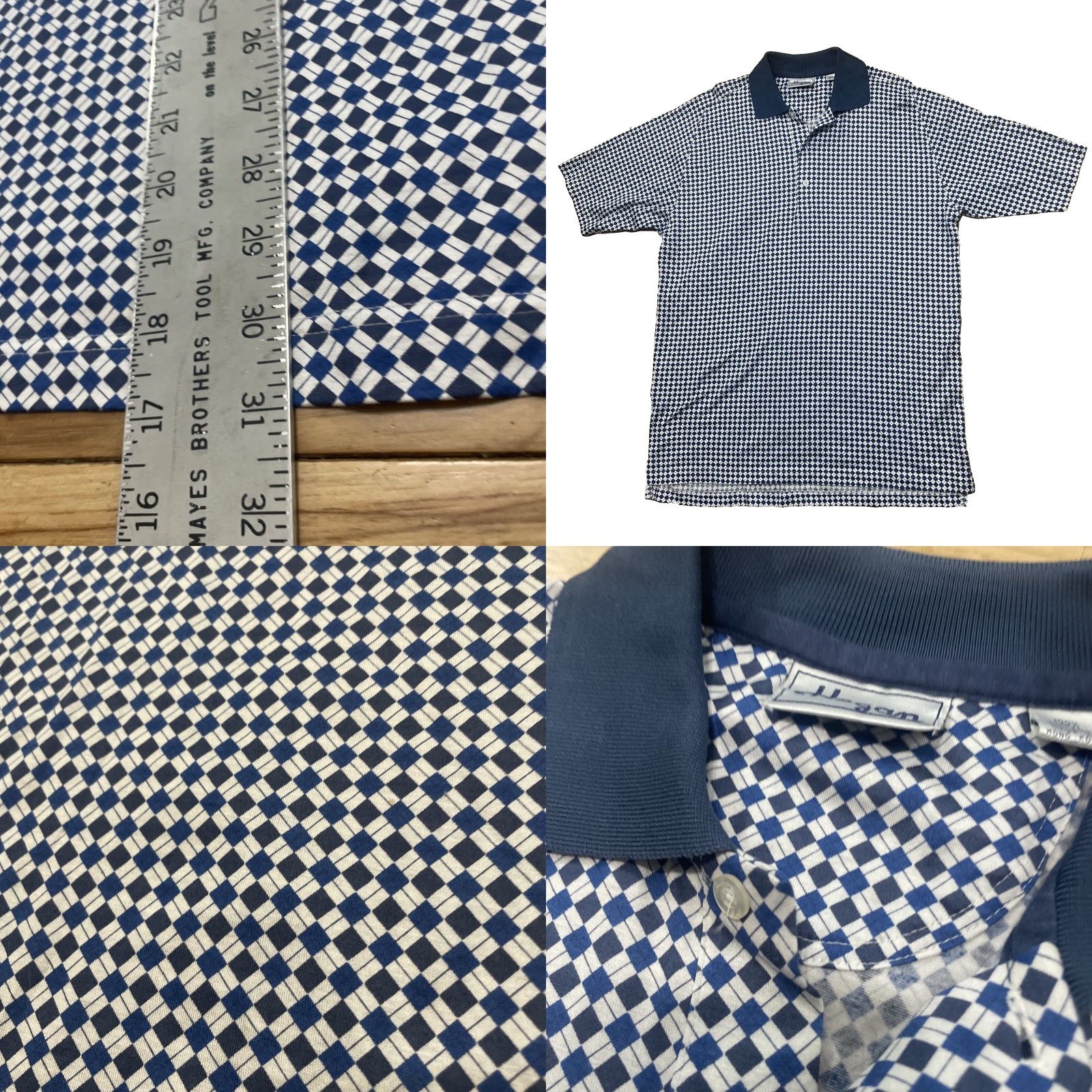 Hogan VINTAGE Hogan Polo Shirt Men M Blue Diamond Check Plaid Retro Preppy Golf Casual Shirt Size US M / EU 48-50 / 2 - 9 Thumbnail