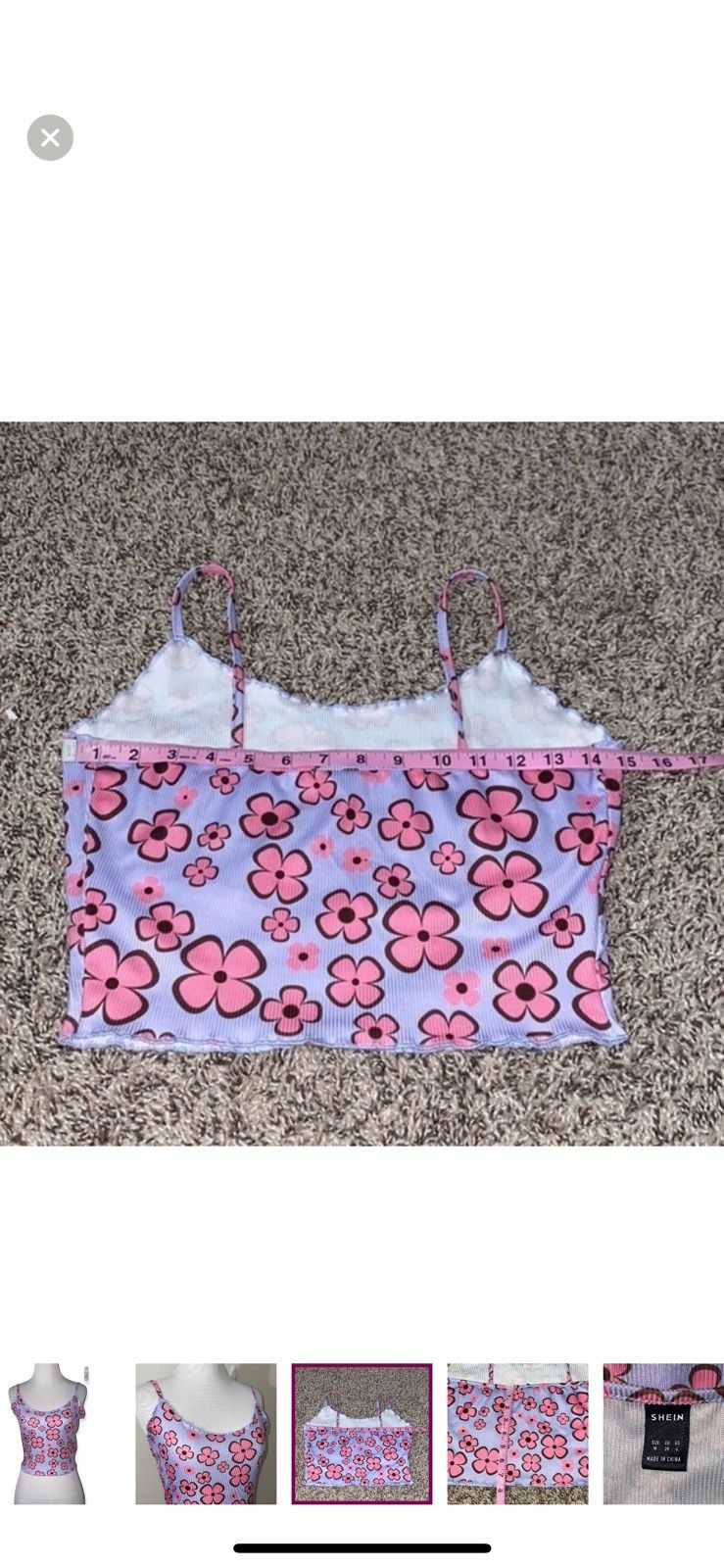 Shein Shein medium lettuce trim floral rib knit crop top Size M / US 6-8 / IT 42-44 - 4 Thumbnail