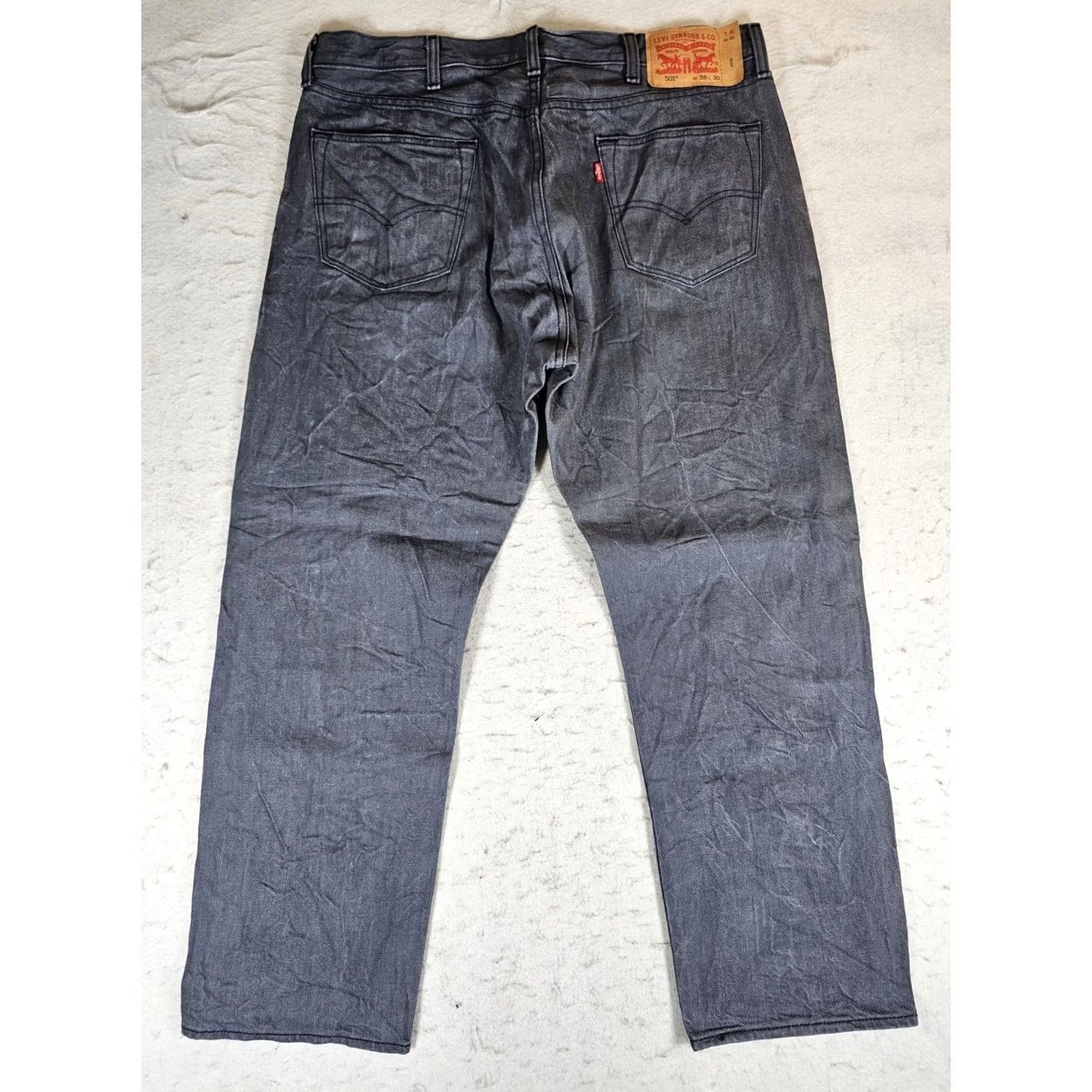 Levi's VINTAGE Levi's 501 Jeans Straight Leg Button Fly Denim Jeans Dark Blue Mens 38x30 - 90s Retro Cotton Regular Style Regular Natural Blue 5-Pocket Mens Size US 38 / EU 54 - 4 Thumbnail