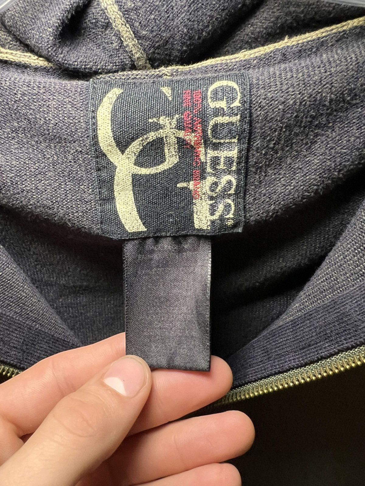 Guess Vintage Guess acid wash knit ribbed zip-up hoodie Size US XL / EU 56 / 4 - 4 Thumbnail