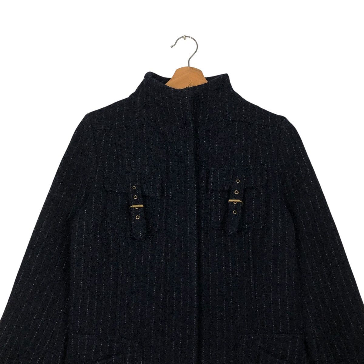 Japanese Brand 🔥VINTAGE BIKER JACKET STRIPED HICKORY MATIERES ISSEY MIYAKE Size US S / EU 44-46 / 1 - 5 Thumbnail