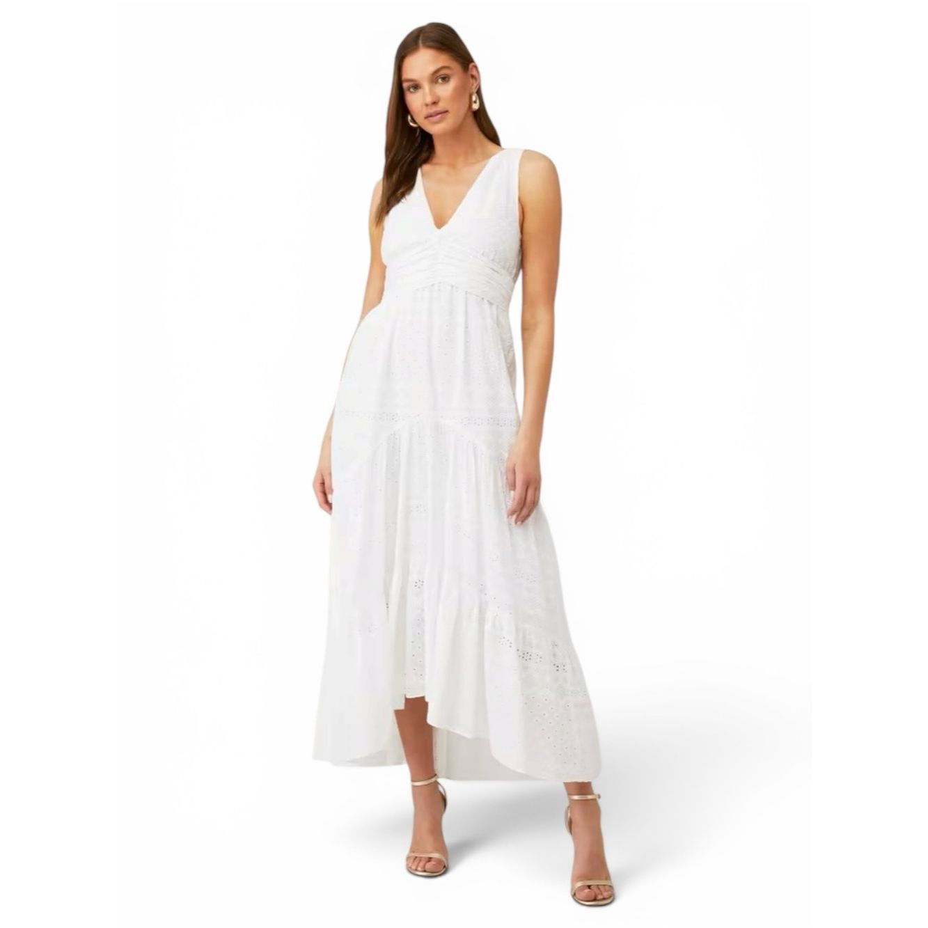 MISA Los Angeles MISA Los Angeles White Eyelet Maxi Dress NWT Size Large Mad Size L / US 10 / IT 46 - 1 Thumbnail