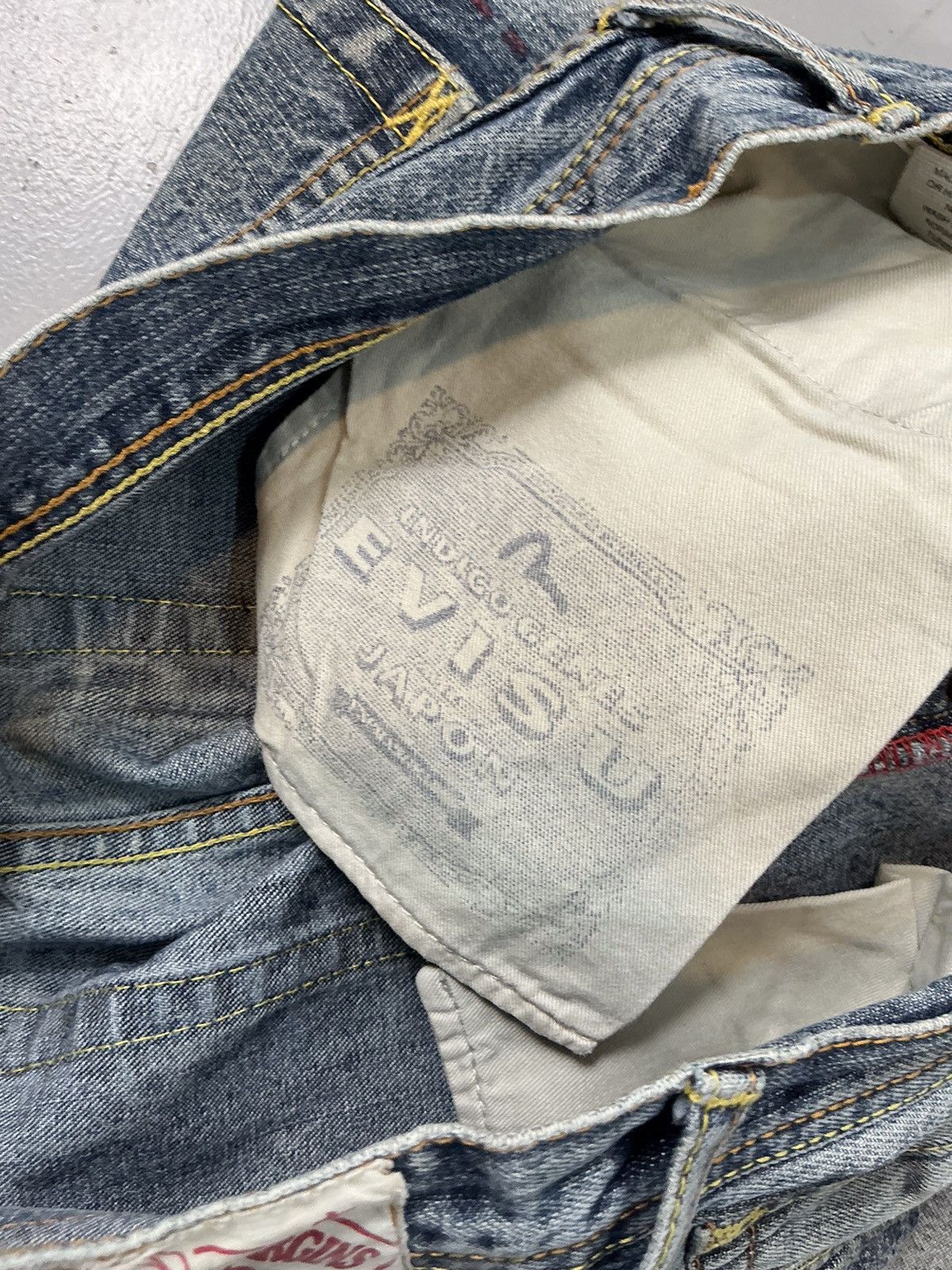 Japanese Brand × Vintage Vintage Evisu inspired Japanese SpellOut embroidered denim Size US 34 / EU 50 - 8 Thumbnail
